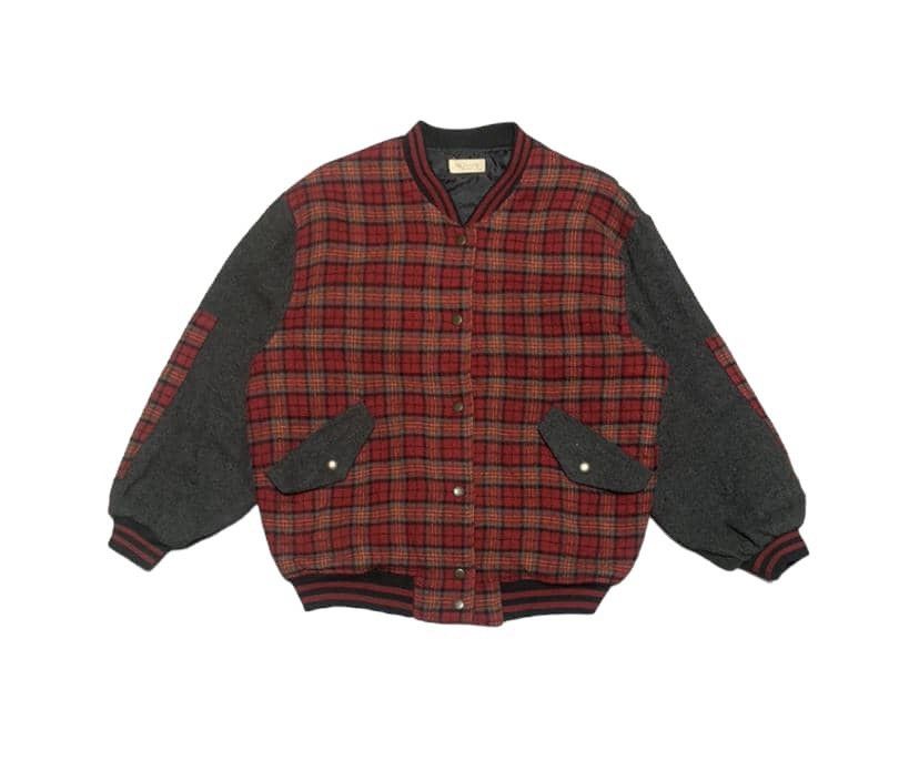 Japanese Brand Vintage Japanese Brand Silharp Plaid Wool Varsity Jacket Size US L / EU 52-54 / 3 - 1 Thumbnail
