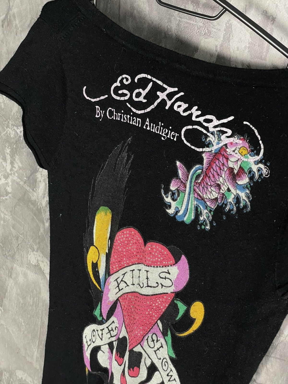Christian Audigier × Ed Hardy 00s Ed Hardy Tattoo Print Glamour Rayon Y2K Dress Size S / US 4 / IT 40 - 11 Thumbnail