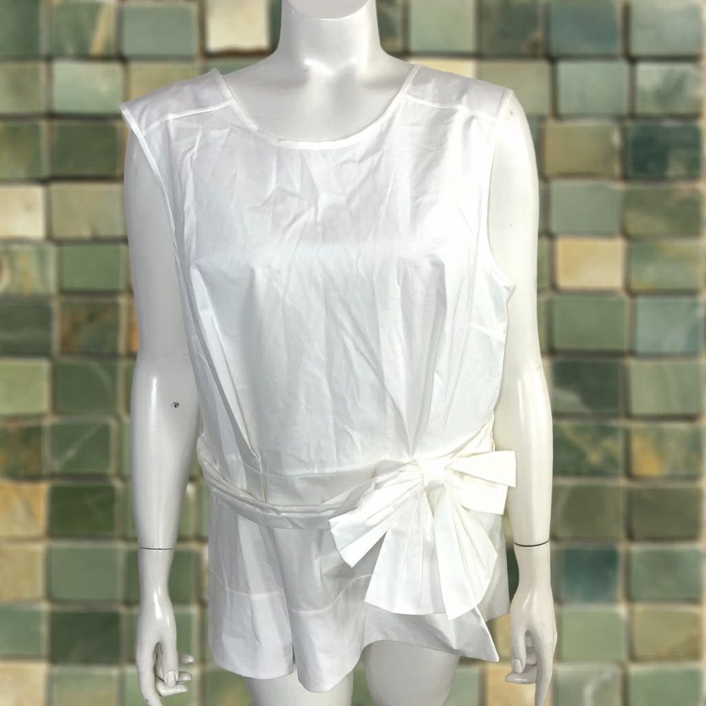 Vintage Kate Spade NEW White Blouse Top Pullover Bow Tie Peplum 16 Stained PLS READ Size L / US 10 / IT 46 - 1 Thumbnail