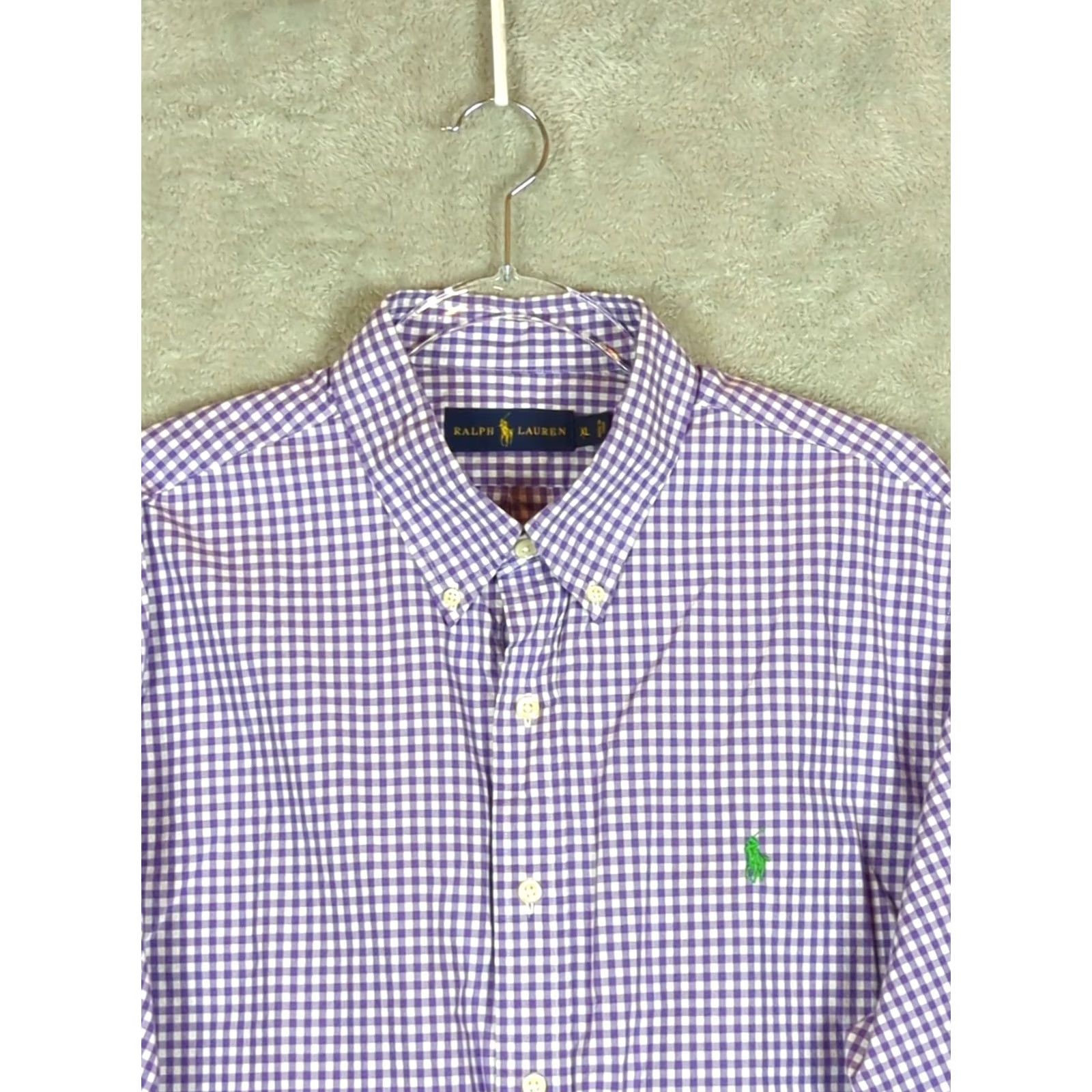 Polo Ralph Lauren Polo Ralph Lauren Shirt Mens XL Purple Gingham Button-Up Long Sleeve with Pony Logo Embroidered Pocket Classic Fit Size US XL / EU 56 / 4 - 3 Thumbnail