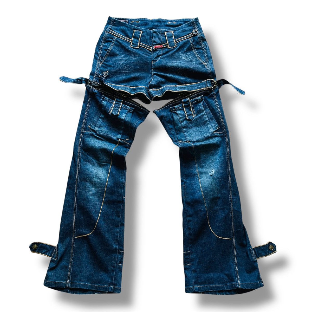 Marithe + Francois Girbaud Spectacular MFG Flared Bondage Heavy Denim Jeans Size US 30 / EU 46 - 1 Thumbnail