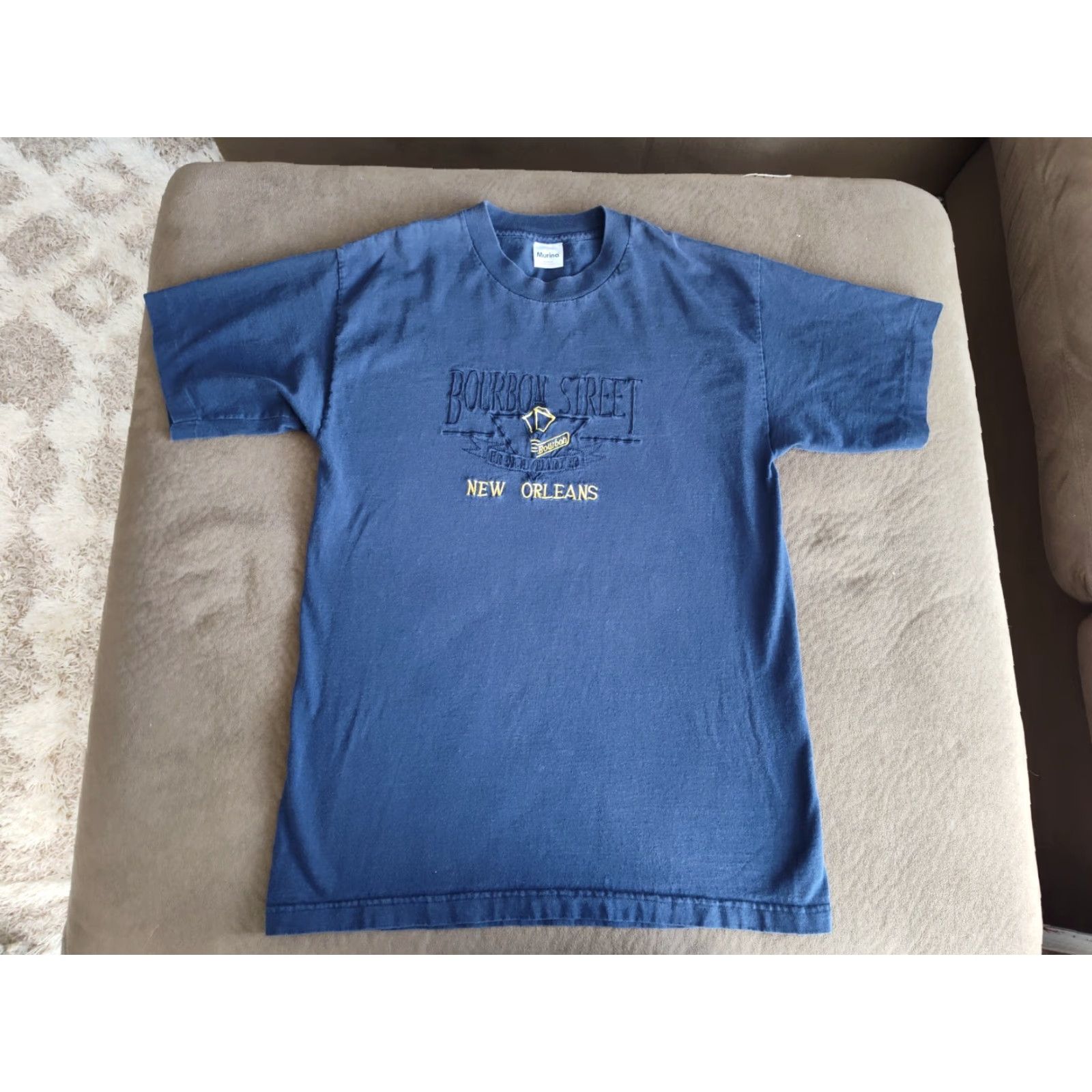Vintage VINTAGE Murina Bourbon St New Orleans Single Stitch Tee Mens Large Blue 90s Embroidered Crew Neck Short Sleeve Cotton T-Shirt Made USA Size US L / EU 52-54 / 3 - 2 Thumbnail