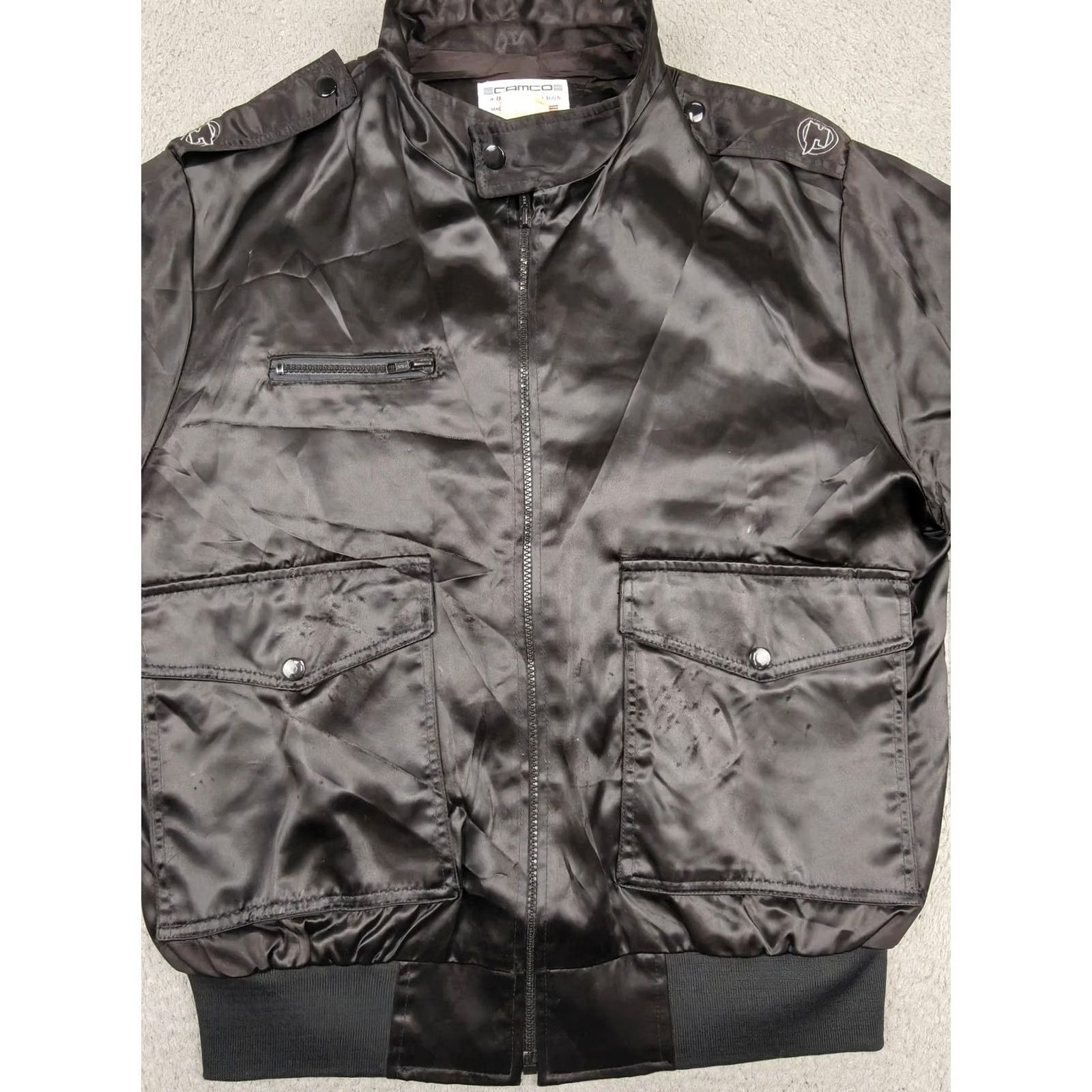 Vintage VINTAGE CAMCO Jacket Bomber Mens Large Black Satin Logo Anvil Cases Made USA Size US L / EU 52-54 / 3 - 2 Thumbnail