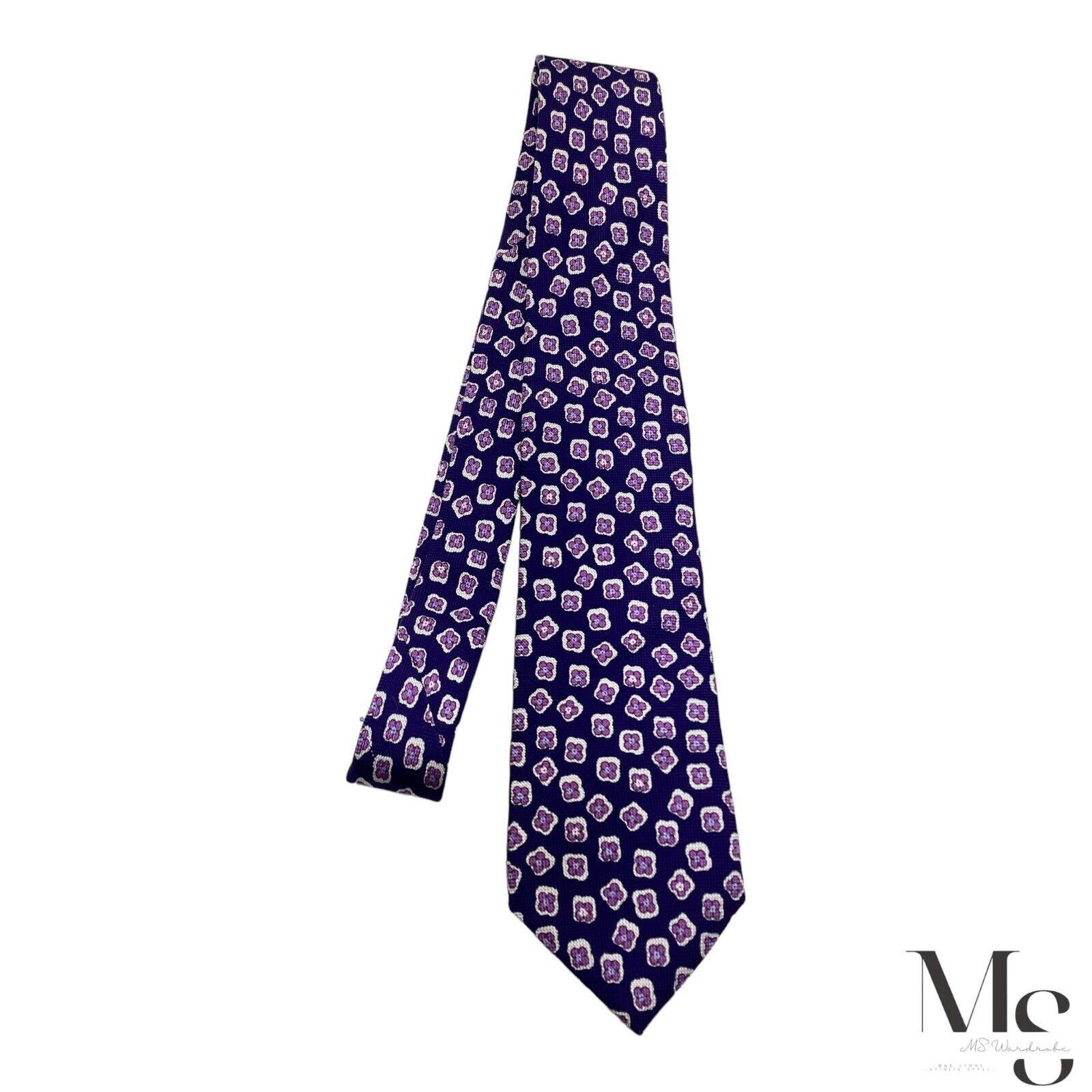 Brooks Brothers BROOKS BROTHERS XL Purple Floral Silk Tie Made In USA W: 3.2 Size ONE SIZE - 5 Thumbnail