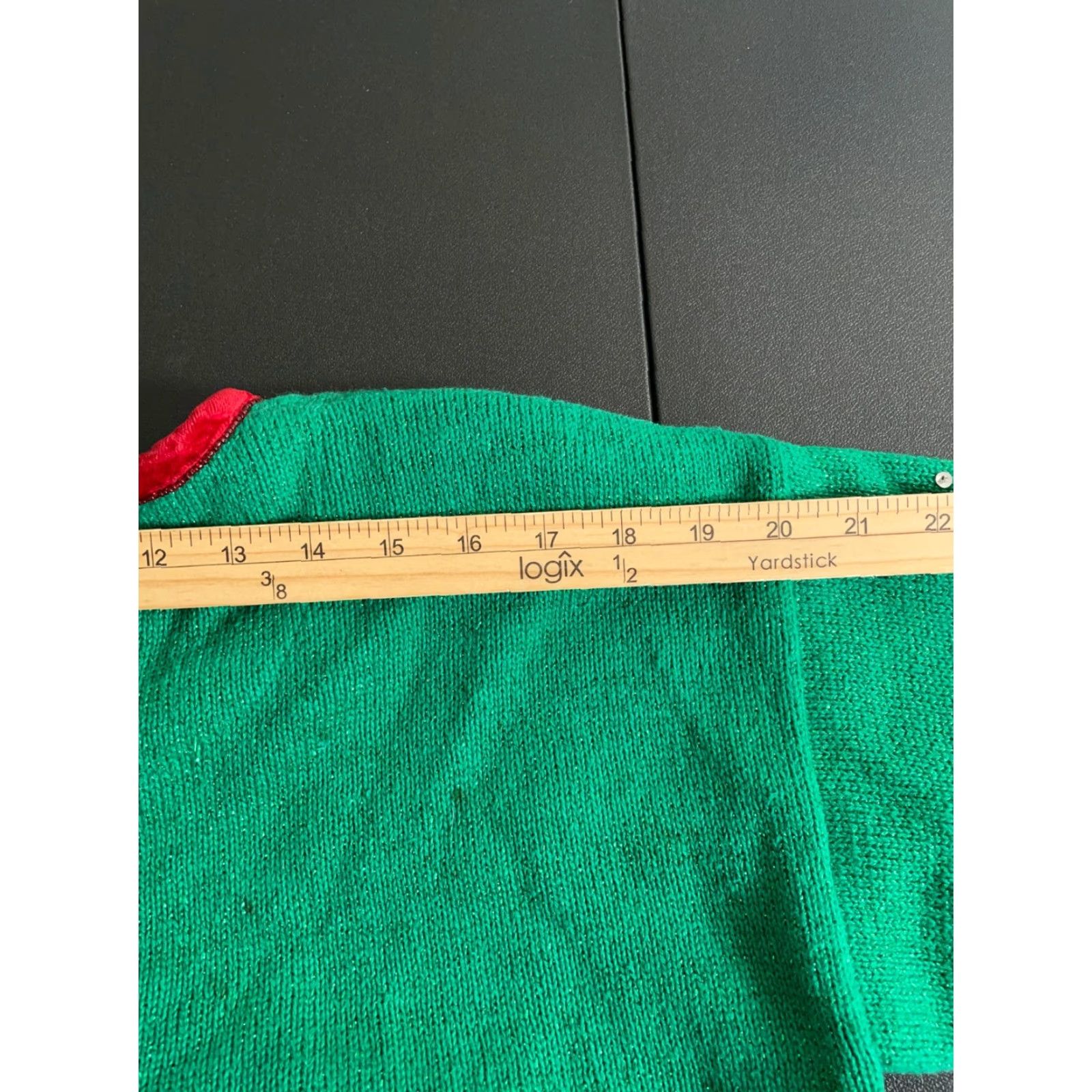 Vintage VINTAGE Design Options Cardigan Women's M Green Santa Sequin Geometric 90s Christmas Holiday Ugly Sweater with Shoulder Pads Crew Neck Knit Size M / US 6-8 / IT 42-44 - 7 Thumbnail