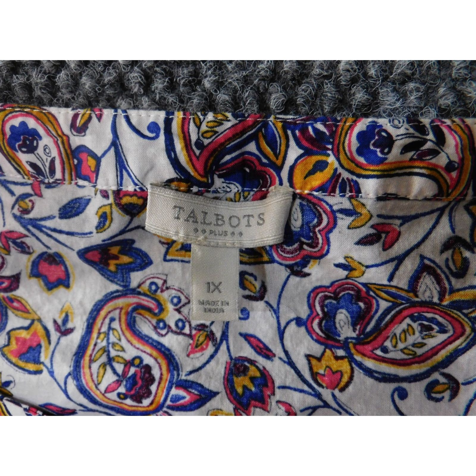 Talbots Talbots Blouse Womens 1X Multicolor Sleeveless Paisley Cotton Floral Red Tunic Casual Spring Summer Size XL / US 12-14 / IT 48-50 - 5 Thumbnail