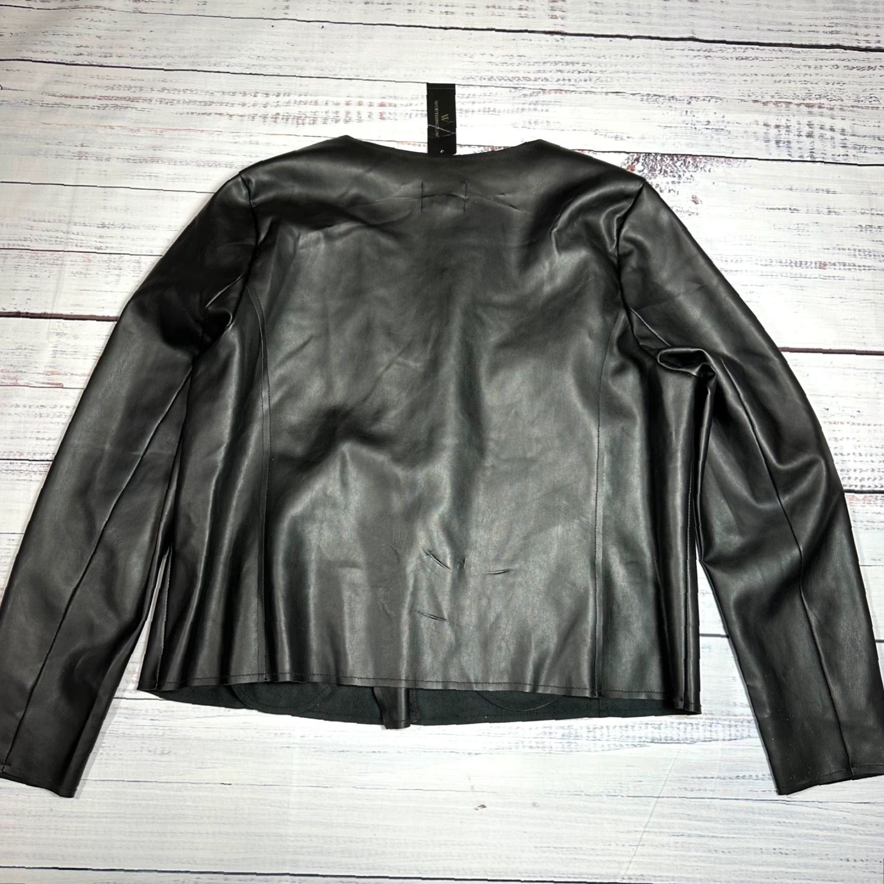 Worthington Worthington Womens Cropped Faux Leather Jacket XL Black Asymmetrical Zip Pockets Size XL / US 12-14 / IT 48-50 - 4 Thumbnail