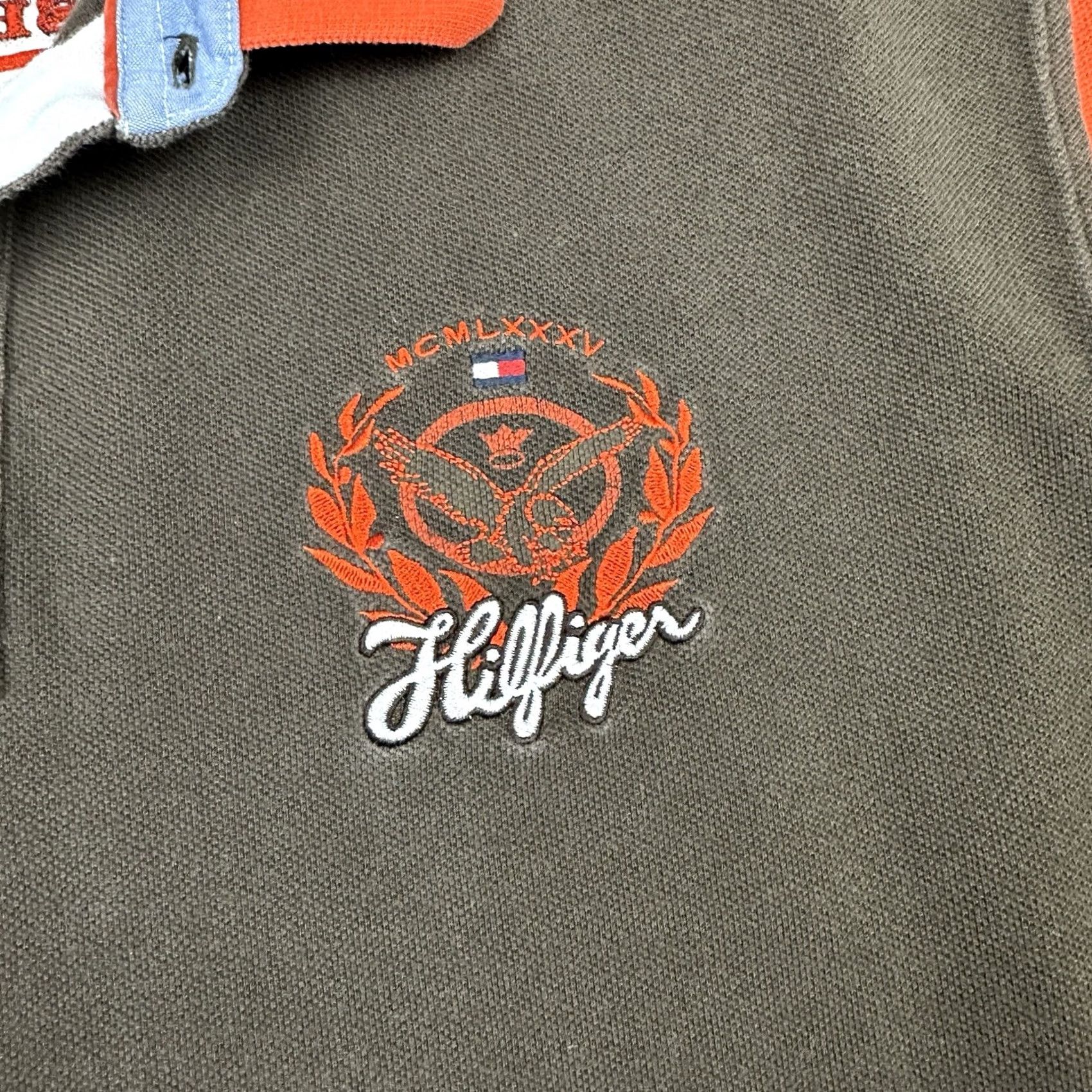 Tommy Hilfiger Vintage Tommy Hilfiger Polo Men XL Brown Orange Crest Embroidered Logo Short Sleeve Collared Button Cotton Casual Activewear Preppy Size US XL / EU 56 / 4 - 6 Thumbnail