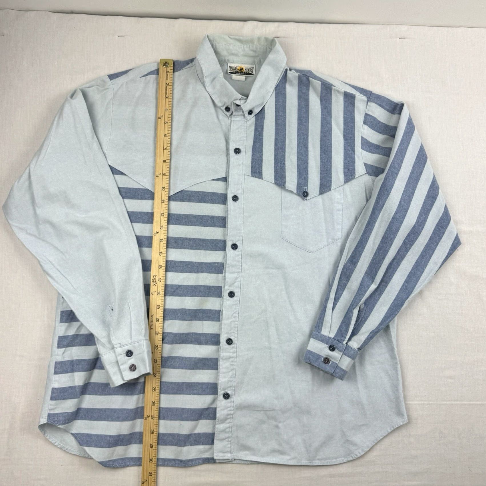 Vintage VINTAGE Dakota Sunset Western Button Up Shirt Adult 2XL Blue Striped Cowboy 80s Mens Size US XXL / EU 58 / 5 - 7 Thumbnail