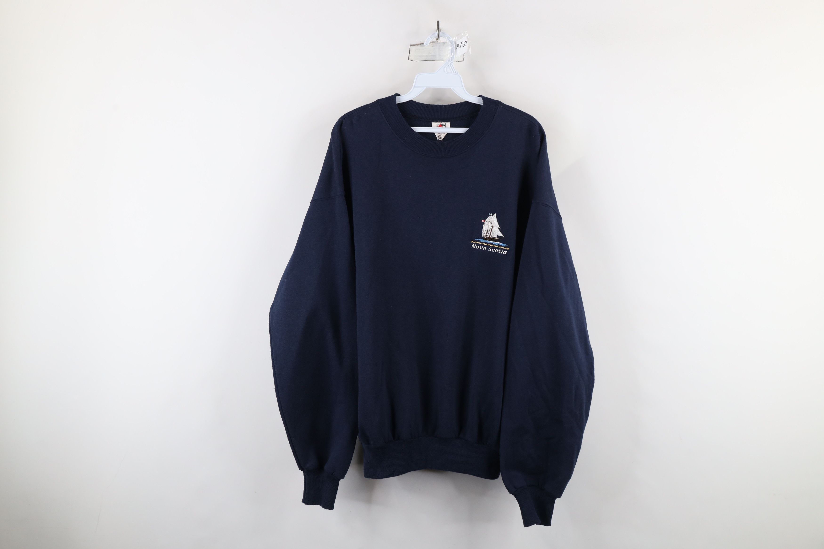 Vintage Vintage 90s Streetwear Nova Scotia Sailboat Sweatshirt Blue Size US L / EU 52-54 / 3 - 1 Thumbnail