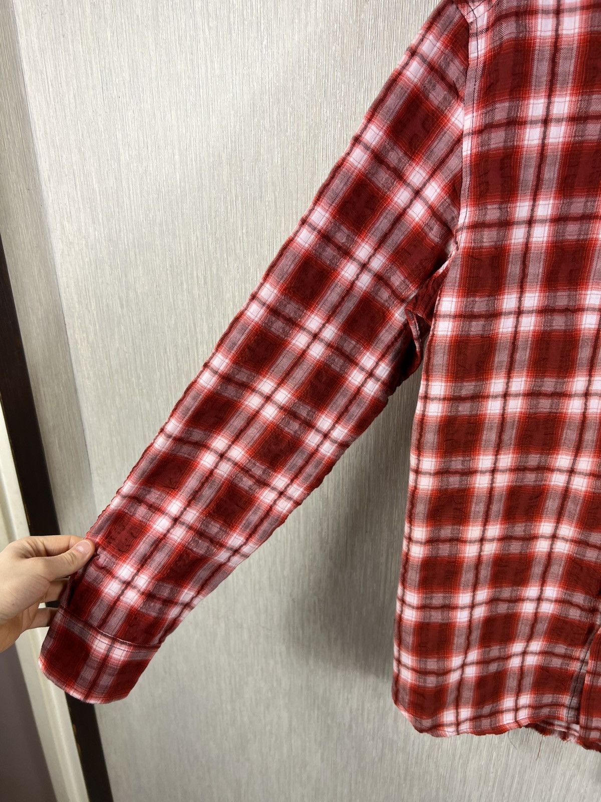 Diesel Diesel plaid button up checked distressed shrunk shirt logo Size US L / EU 52-54 / 3 - 14 Thumbnail