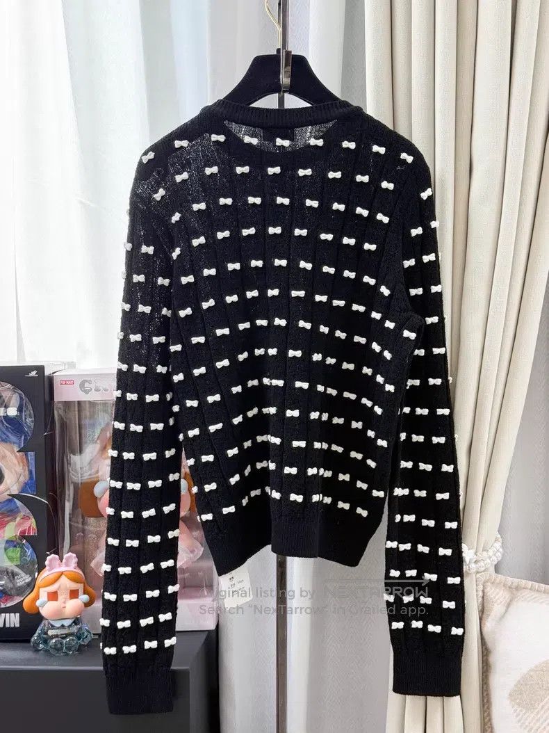 Chanel Chanel Knitted long-sleeved sweater with white bow Size S / US 4 / IT 40 - 3 Thumbnail