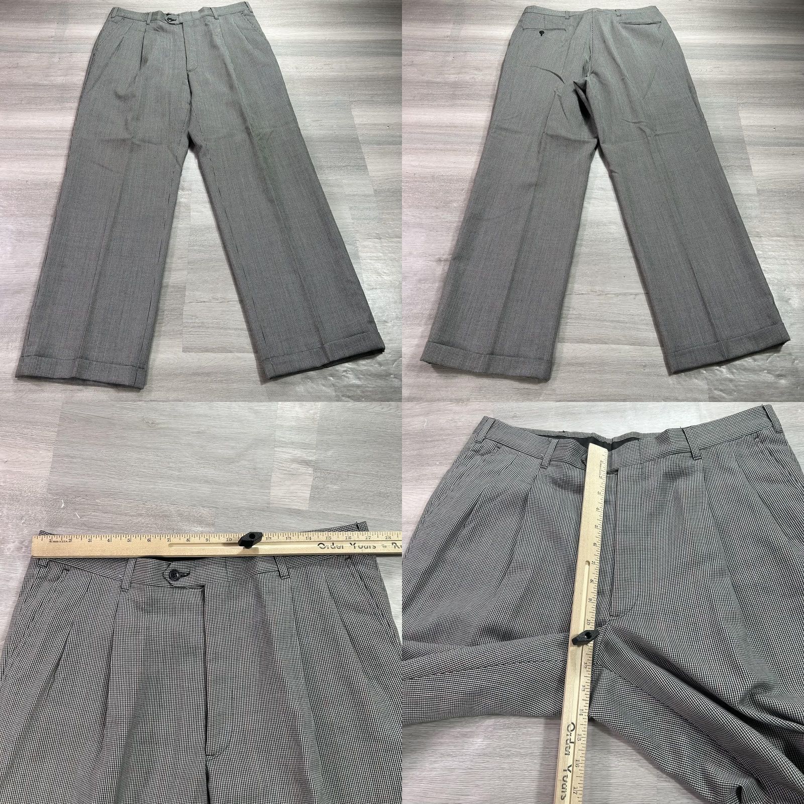 Stafford Stafford Executive 2 Piece Wool Suit Gray Check #41R Jacket 34x31 Pants 2 Piece Mens Regular Casual Formal Wedding Business Size 42R - 9 Thumbnail
