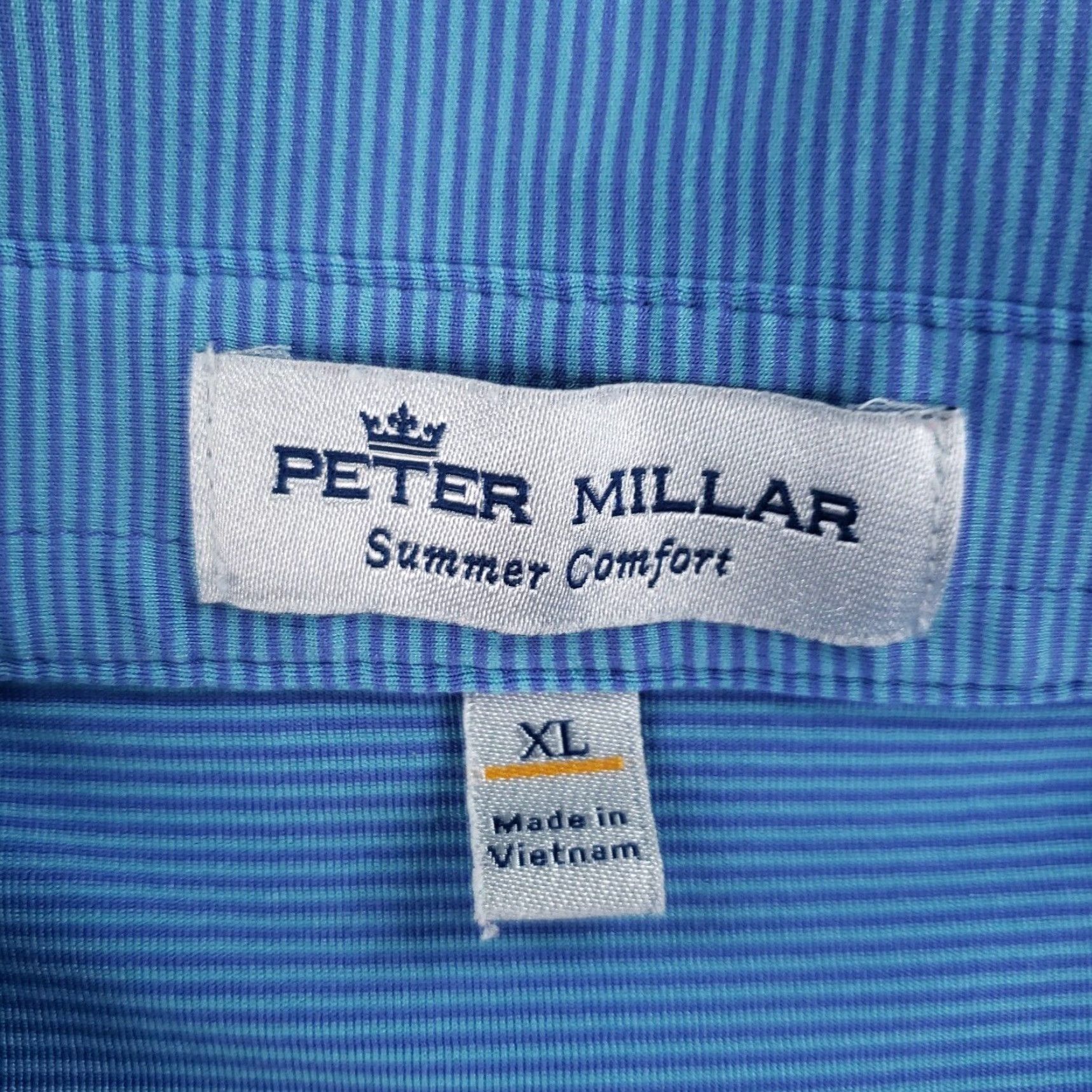 Peter Millar Peter Millar Polo Shirt Mens XL Blue Striped Summer Comfort Stretch Golf Casual Size US XL / EU 56 / 4 - 5 Thumbnail