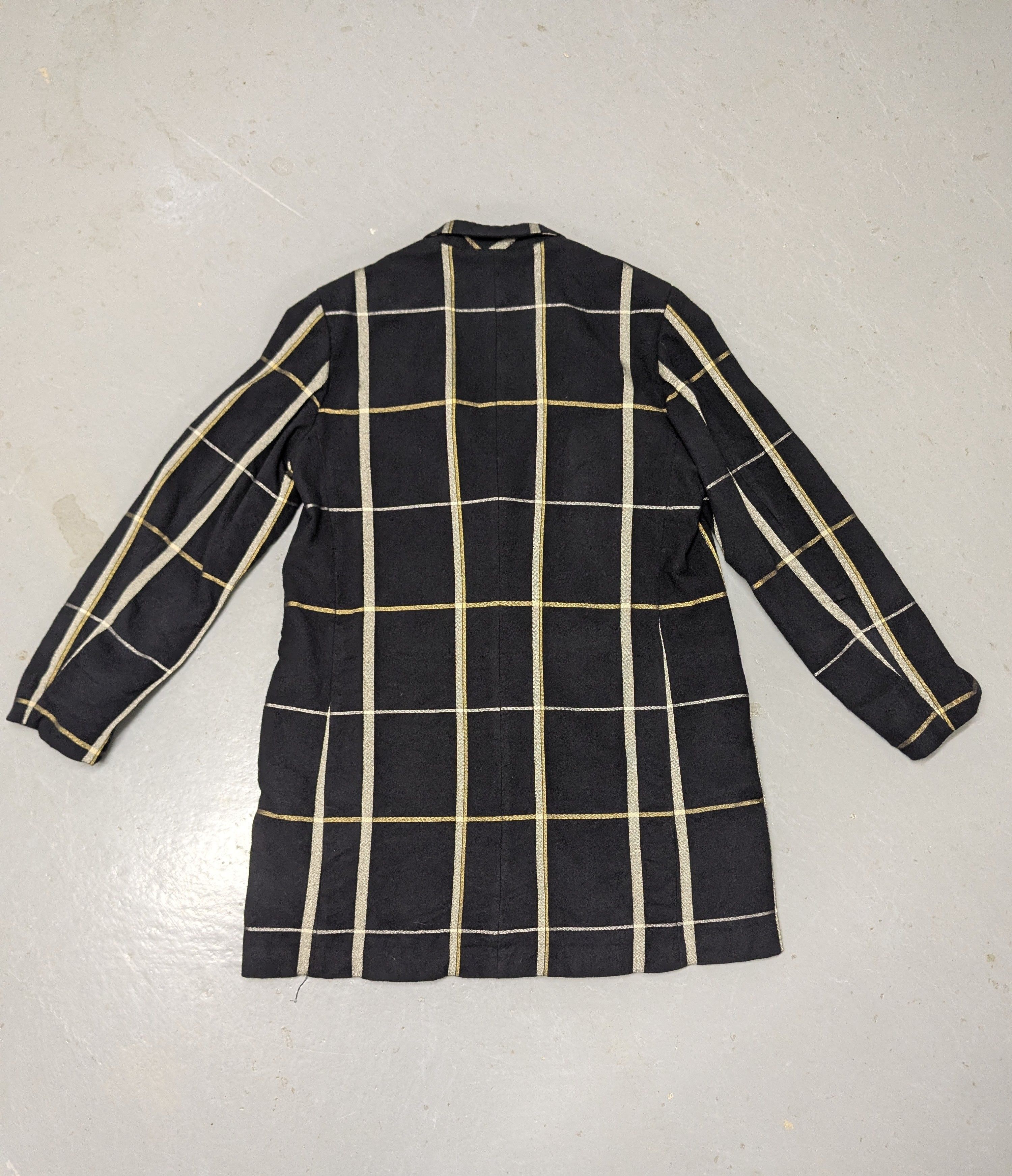 Yohji Yamamoto Vintage Black Wool Patterned Overcoat Size US L / EU 52-54 / 3 - 2 Thumbnail