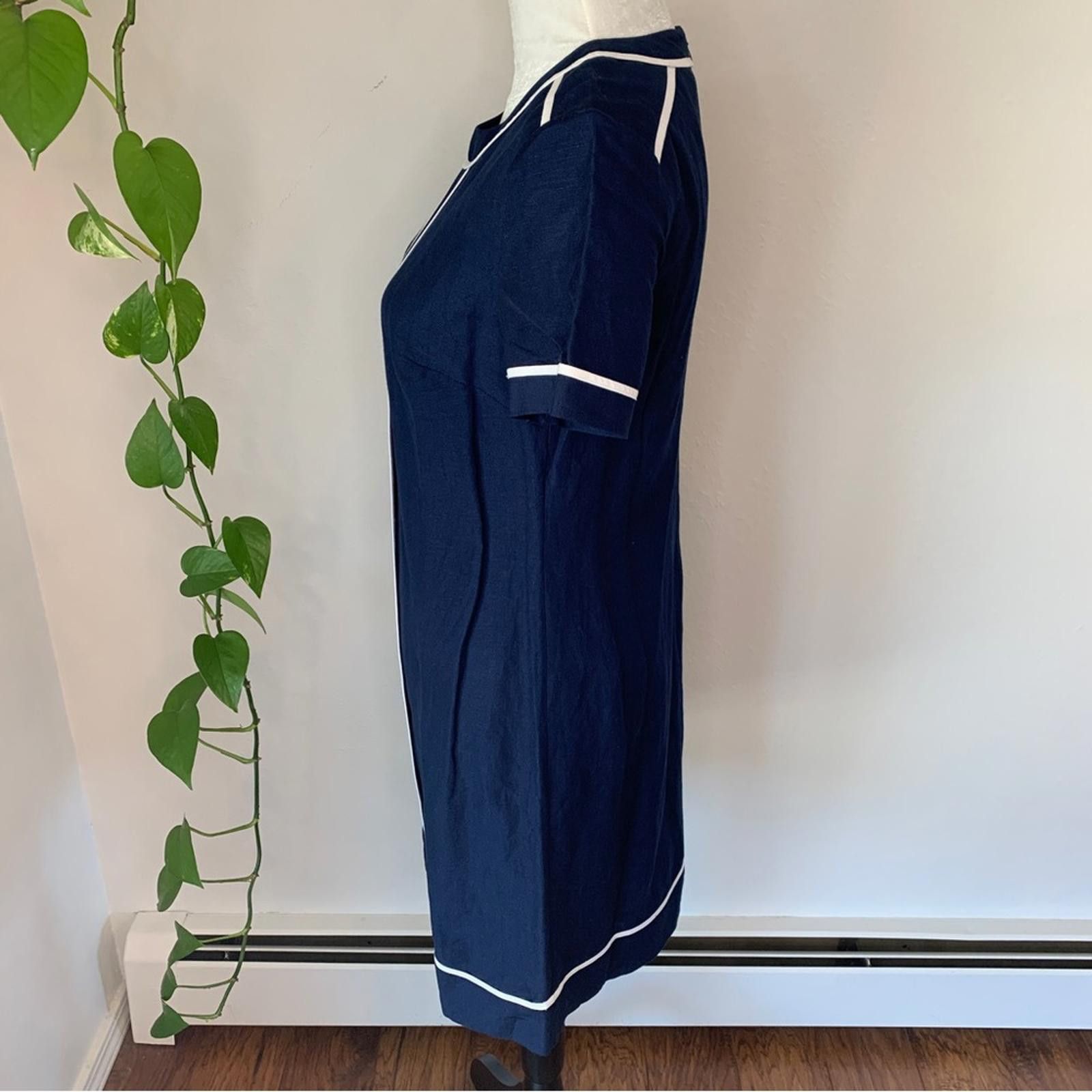Banana Republic Navy Blue Dress with White Accents