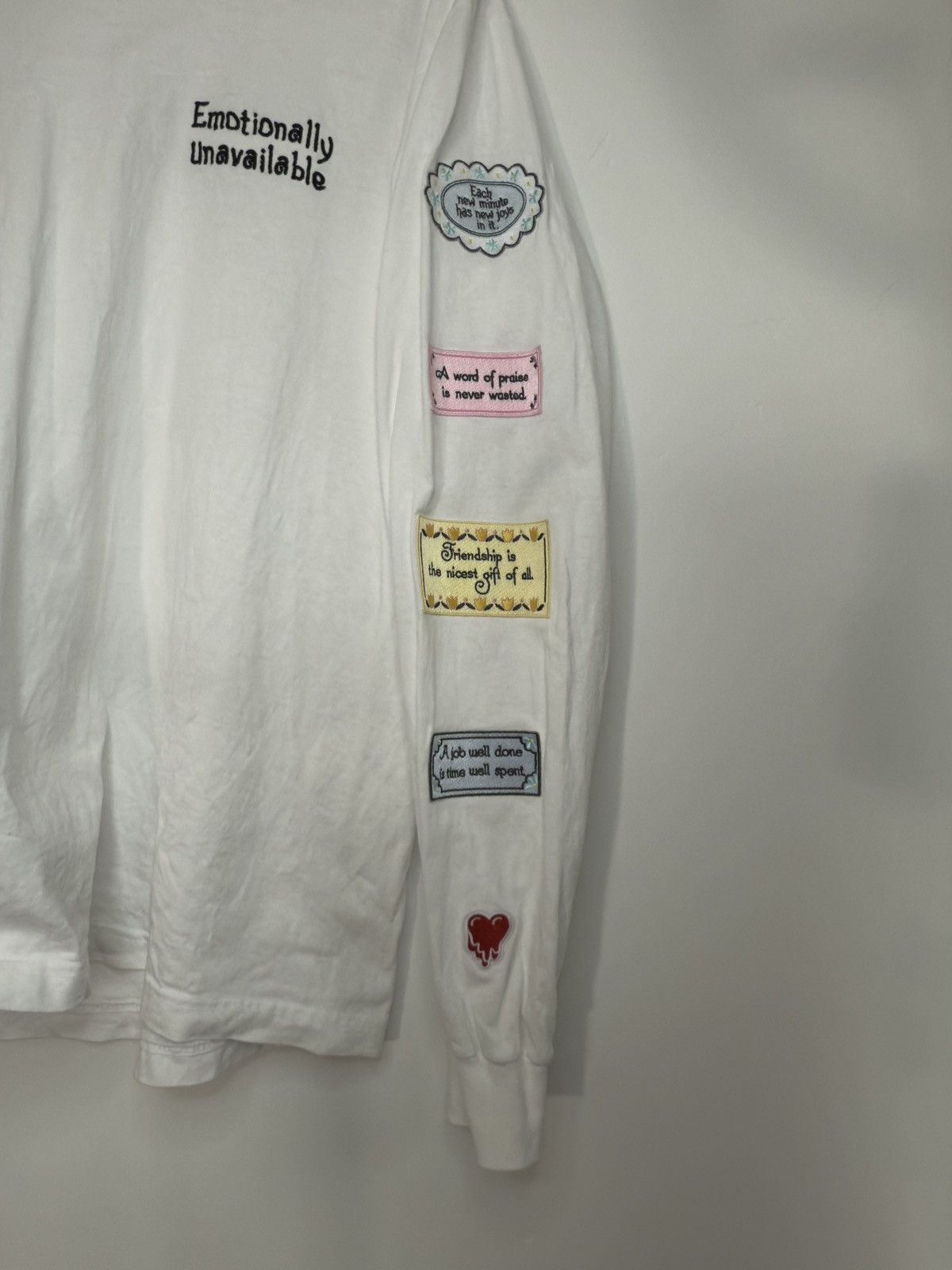 Emotionally Unavailable Positivity Patch Long Sleeve T-Shirt Size US M / EU 48-50 / 2 - 5 Thumbnail