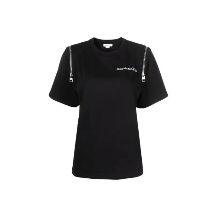 Alexander McQueen Alexander McQueen Zip Detail Logo Print T-Shirt 0079 Size S / US 4 / IT 40 - 1 Thumbnail