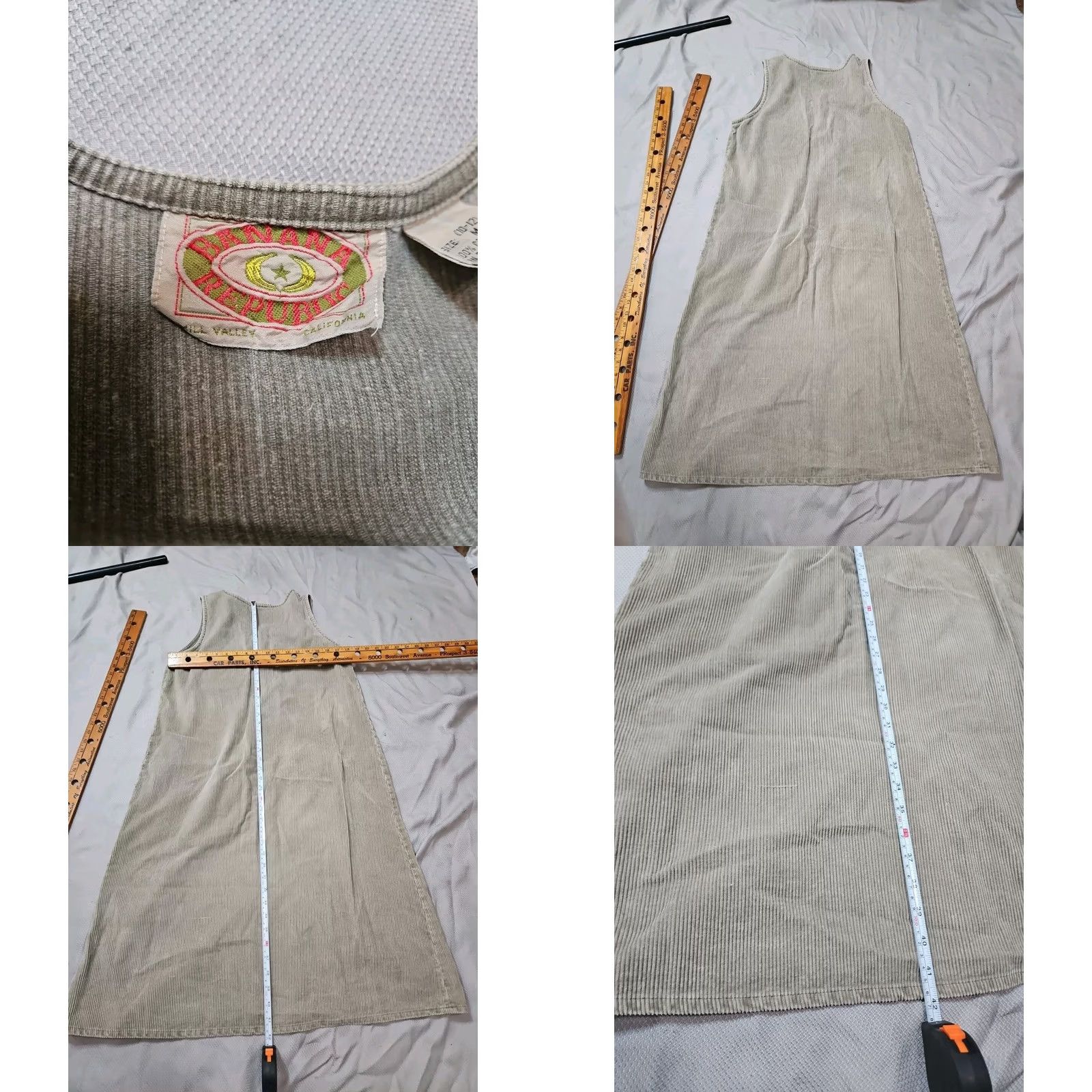 Banana Republic VINTAGE Banana Republic Dress Womens Medium 12 Beige Corduroy 80s Safari Tag Dress Size XL / US 12-14 / IT 48-50 - 9 Thumbnail
