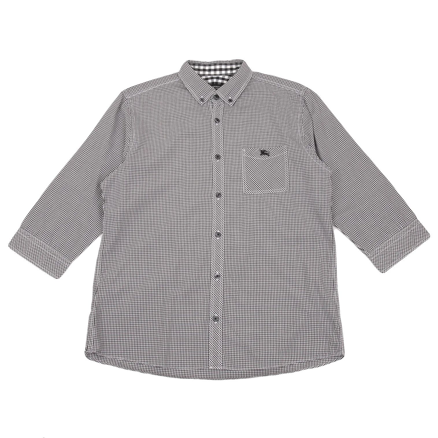 Burberry Gingham Check 3/4 Sleeve Button Down Shirt in Black/White Size US S / EU 44-46 / 1 - 1 Thumbnail