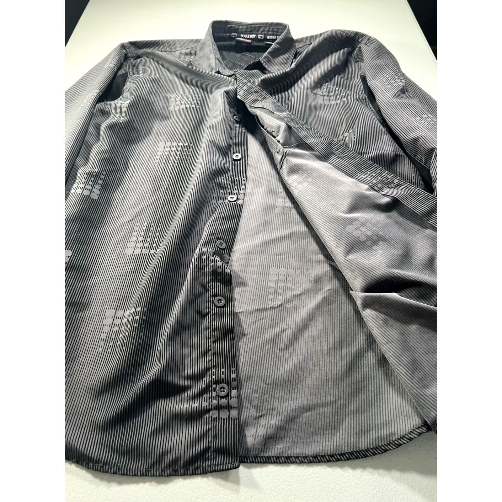 Bugle Boy VINTAGE Bugle Boy Shirt Mens L Black Gray Pattern Button-Up 90s Grunge Y2K Size US L / EU 52-54 / 3 - 6 Thumbnail