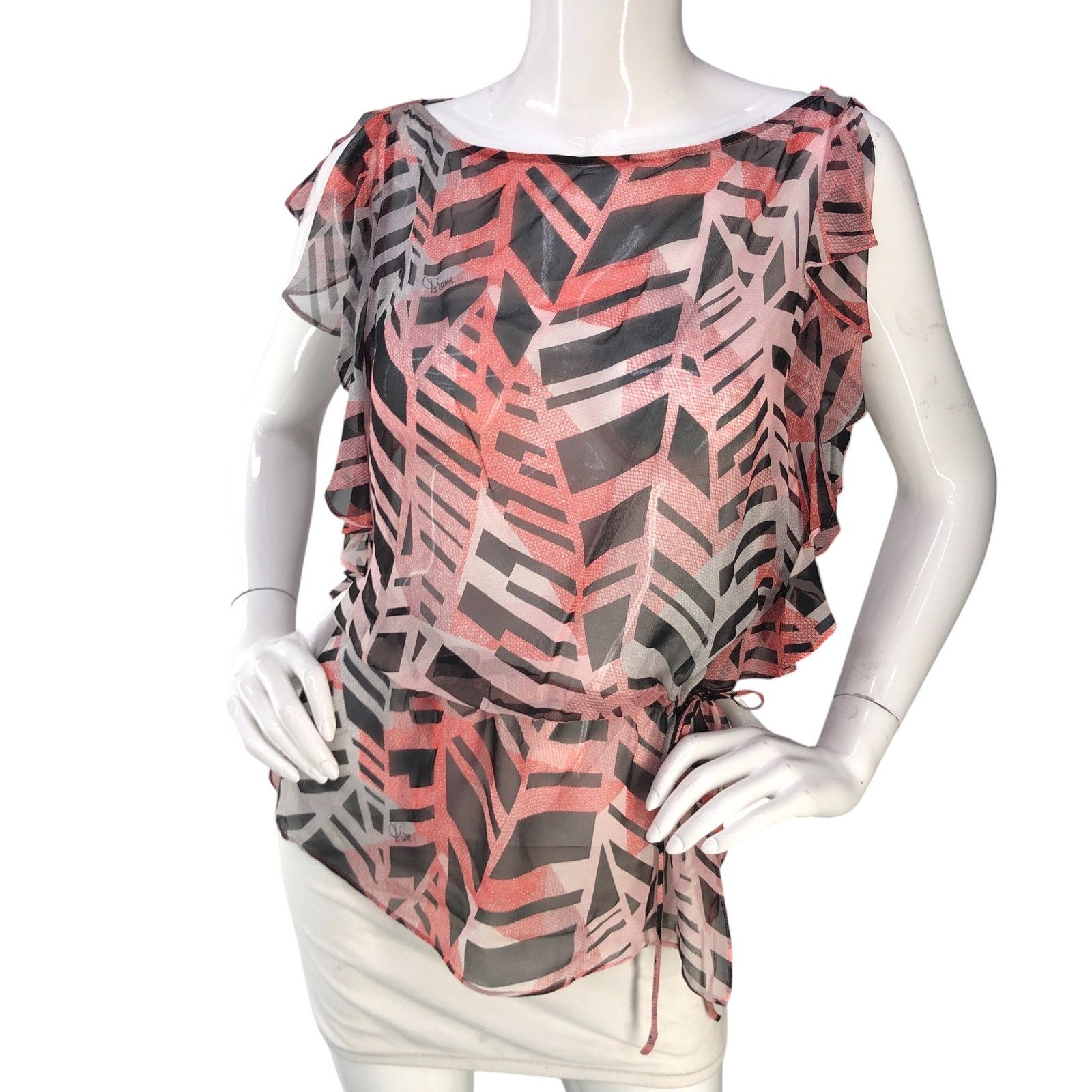 Diane von Furstenberg Diane Von Furstenberg DVF Sz 6 Top Sheer Drawstring NO CAMI Size M / US 6-8 / IT 42-44 - 1 Thumbnail