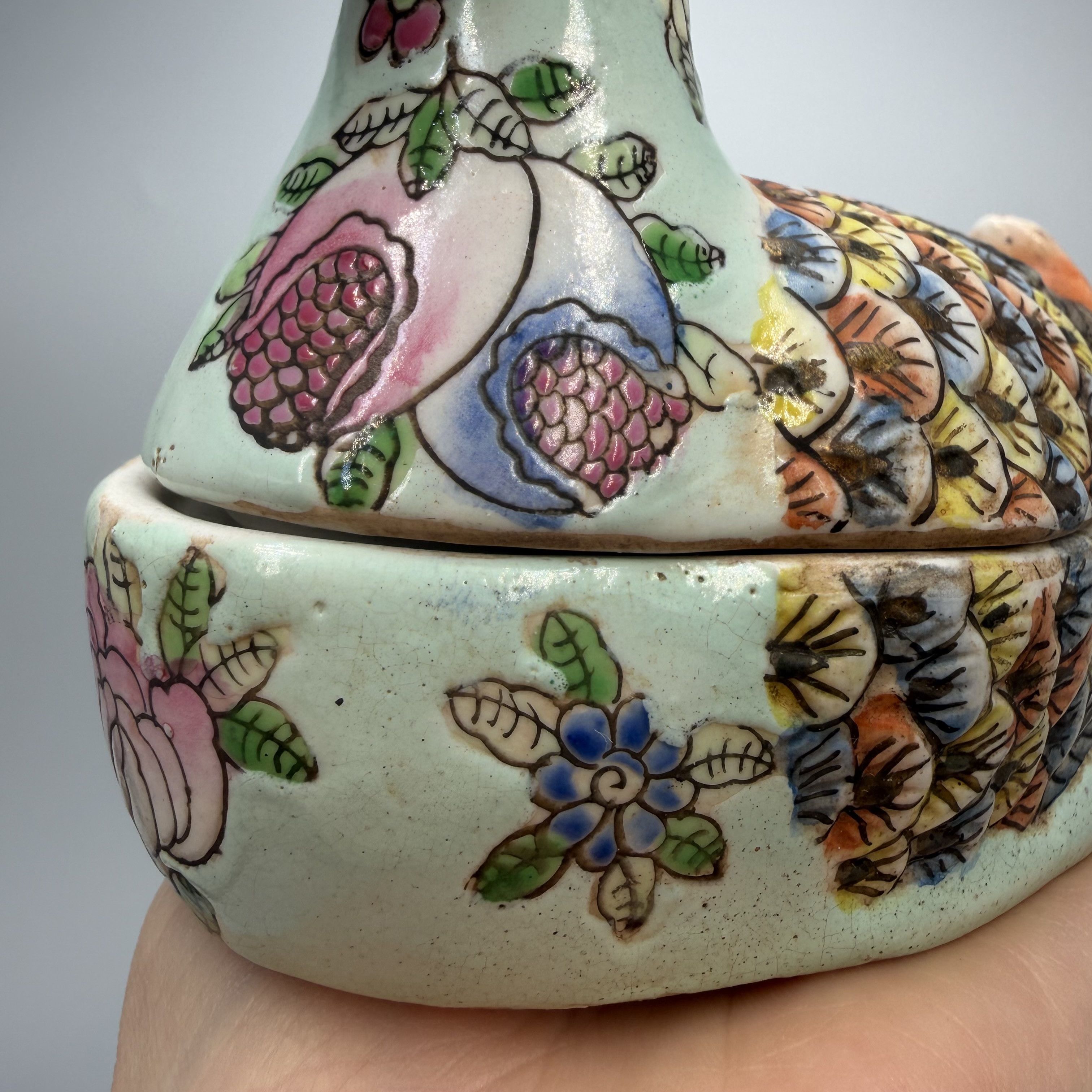 Vintage Vintage Duck Trinket Jewelry Box Hand Painted Figurine Size ONE SIZE - 3 Thumbnail
