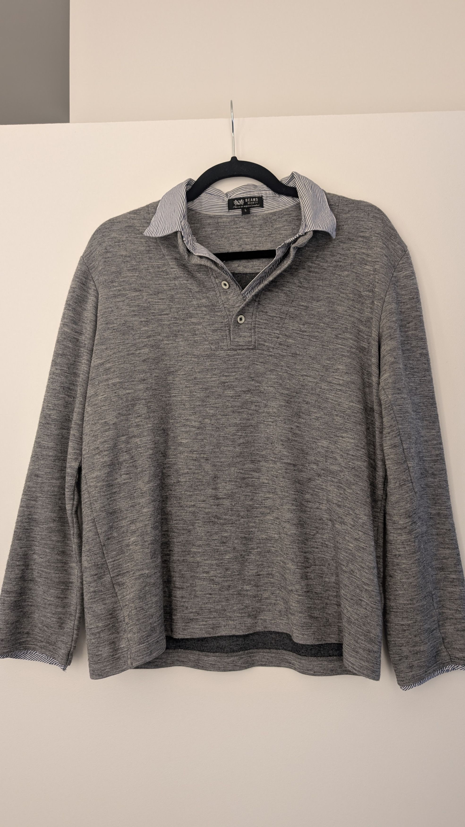 Beams Japan Beams Japan - Double Layered Striped Collar Wool Shirt - L Size US L / EU 52-54 / 3 - 1 Thumbnail