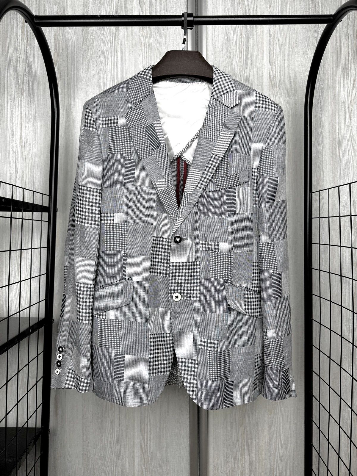Other Holland Esquire Patchwork Cotton Linen Blazer Vest Set Suit Size 38R - 6 Thumbnail