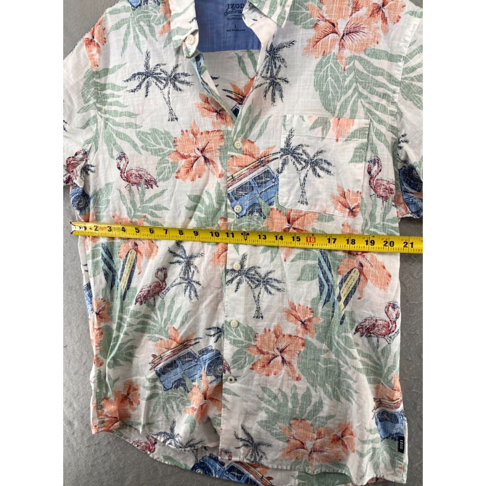 Izod Mens Izod Saltwater Hawaiian Tropical Print Shirt Large Size US L / EU 52-54 / 3 - 2 Thumbnail