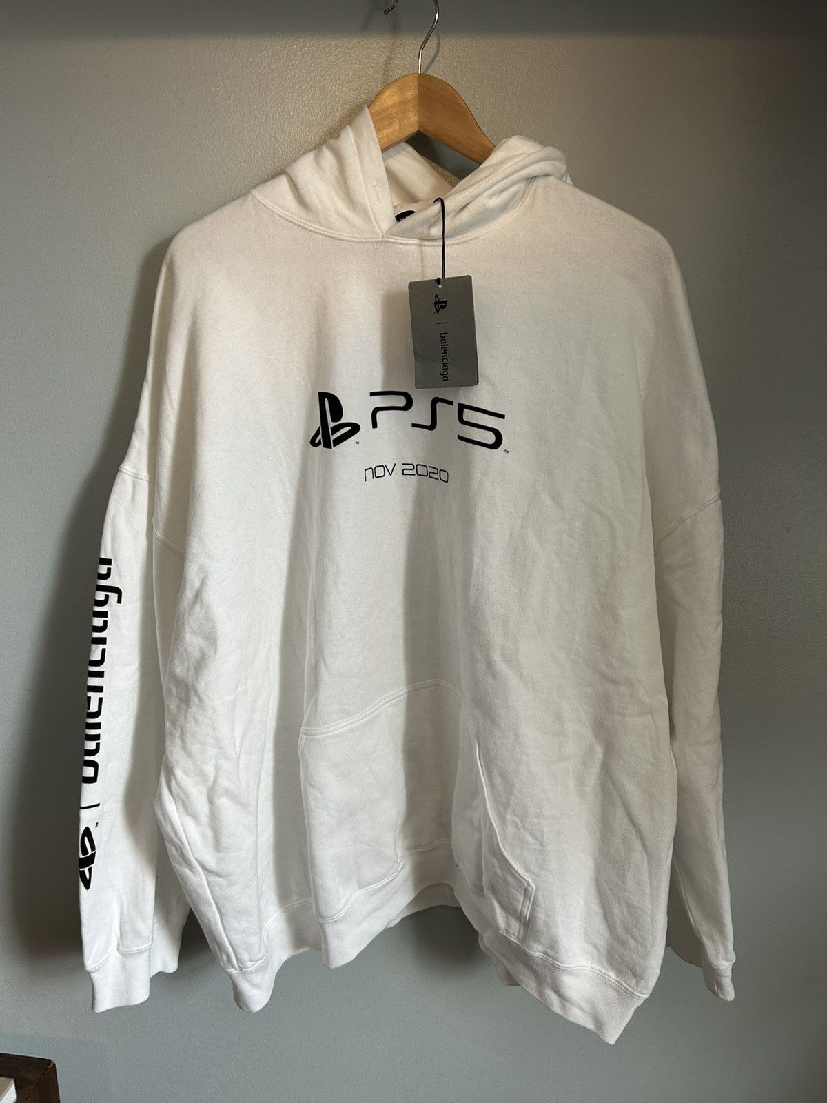image of Balenciaga Ps5 Release Hoodie in White, Men's (Size Large)