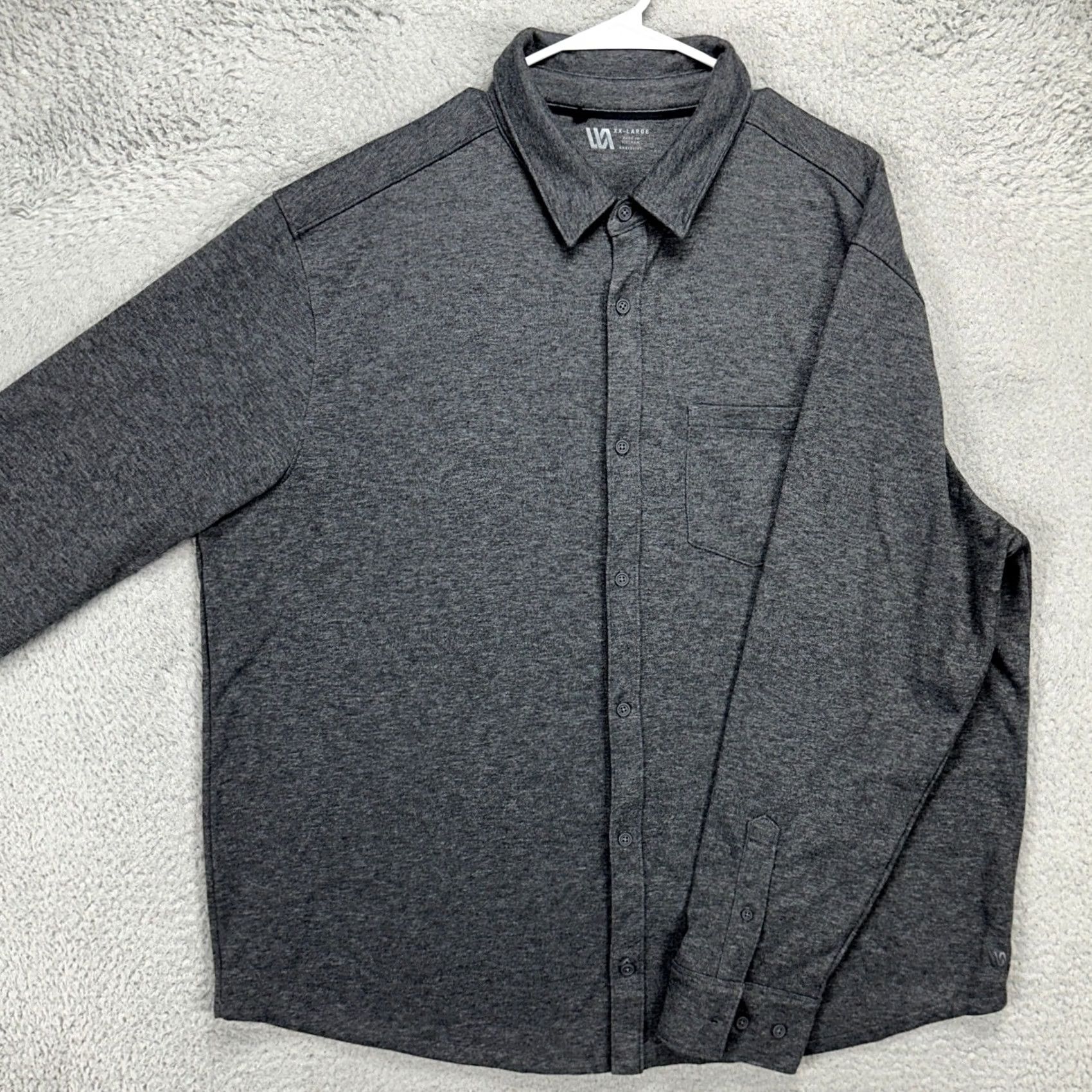 Vintage VRST Mens Button-Up Shirt 2XL Dark Grey Jersey Knit Flannel Stretch Pocket Long Sleeve Shirt Mens Regular 2XL Size US XXL / EU 58 / 5 - 2 Thumbnail
