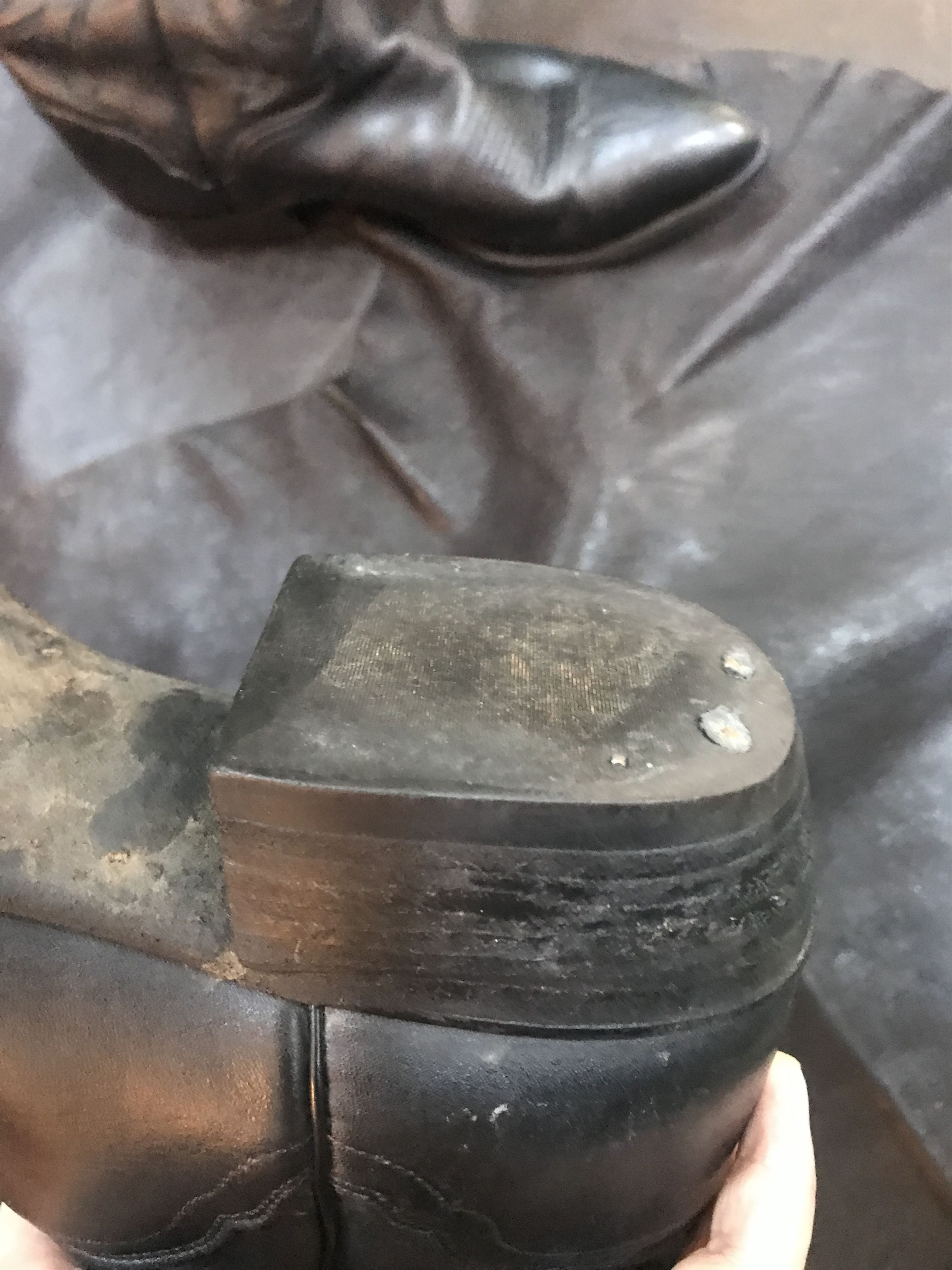 Other BLACK LEATHER COWBOY BOOTS WITH TRADITIONAL WOOD NAILS Size US 14 / EU 47 - 8 Thumbnail