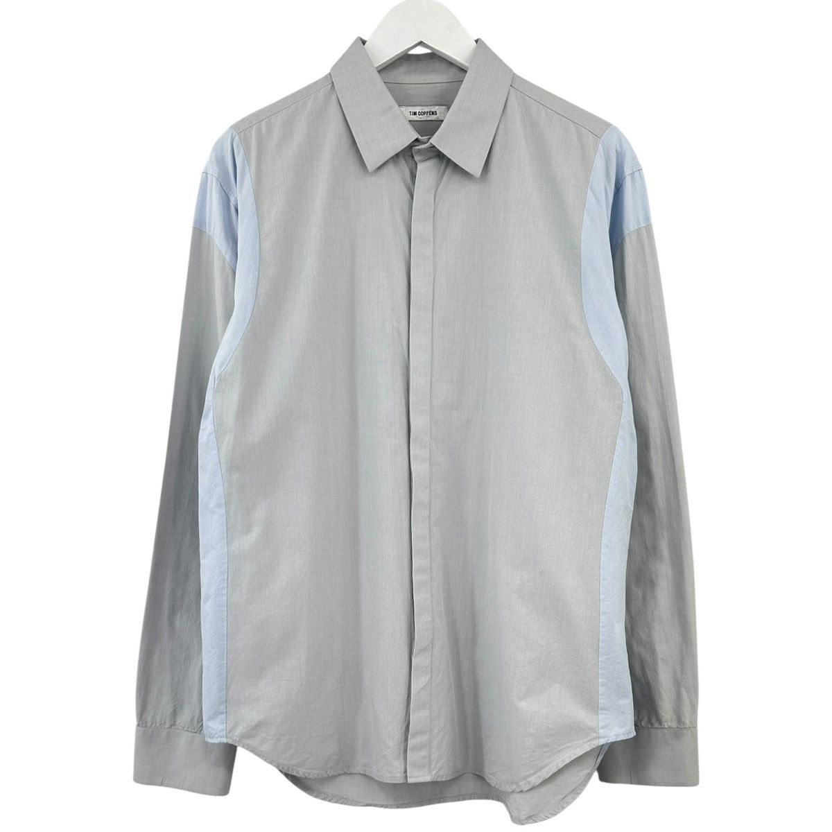 Tim Coppens Gray & Blue Button Up Cotton Shirt Size US XL / EU 56 / 4 - 1 Thumbnail