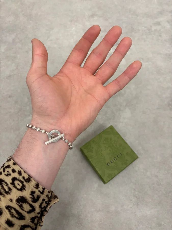 Gucci 2000s Gucci Silver Textured Beaded Bracelet Size ONE SIZE - 3 Thumbnail