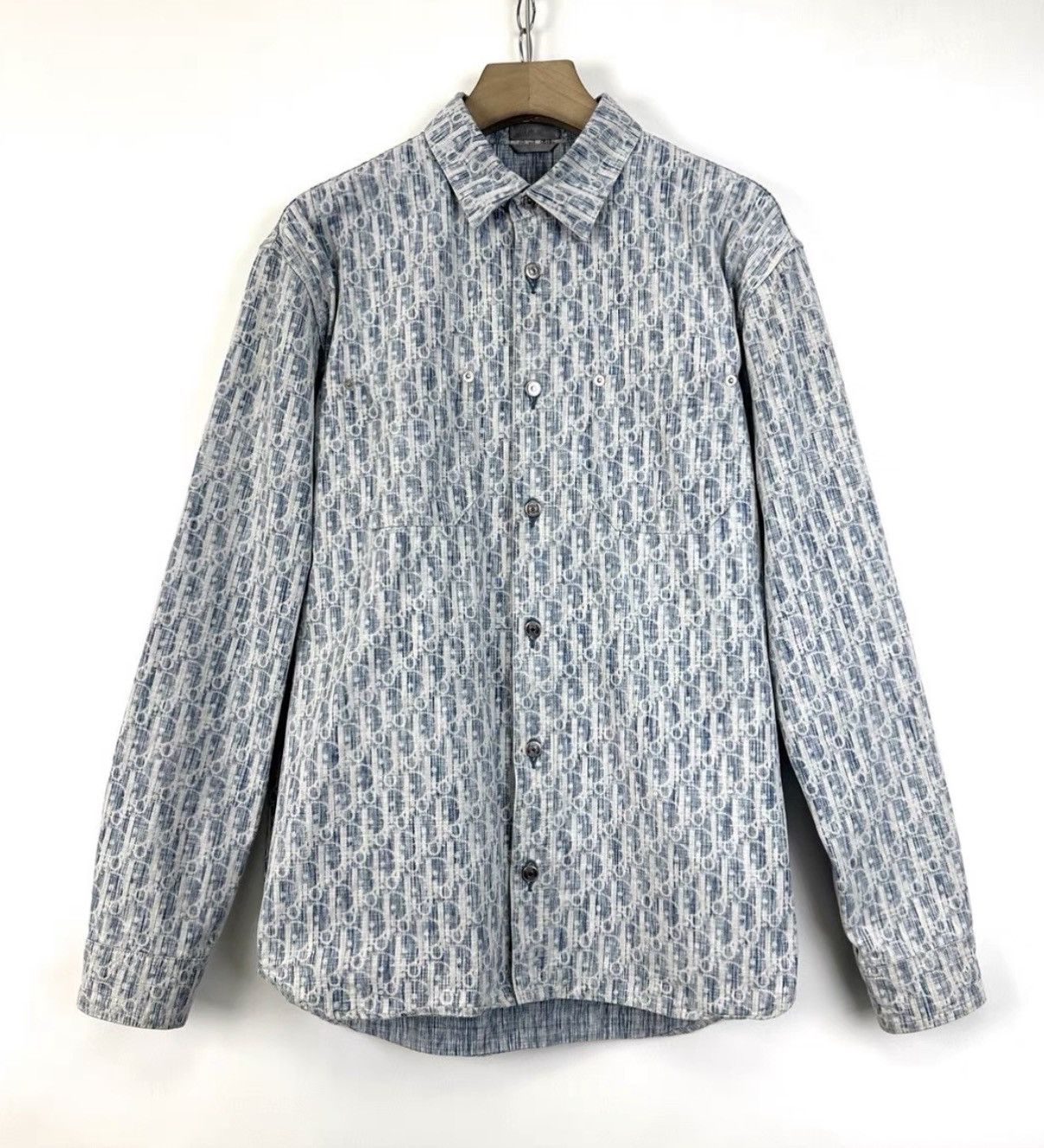 Dior DIOR Men's Oblique Full Logo Denim Jacket K12 Size US XXS / EU 40 - 1 Thumbnail