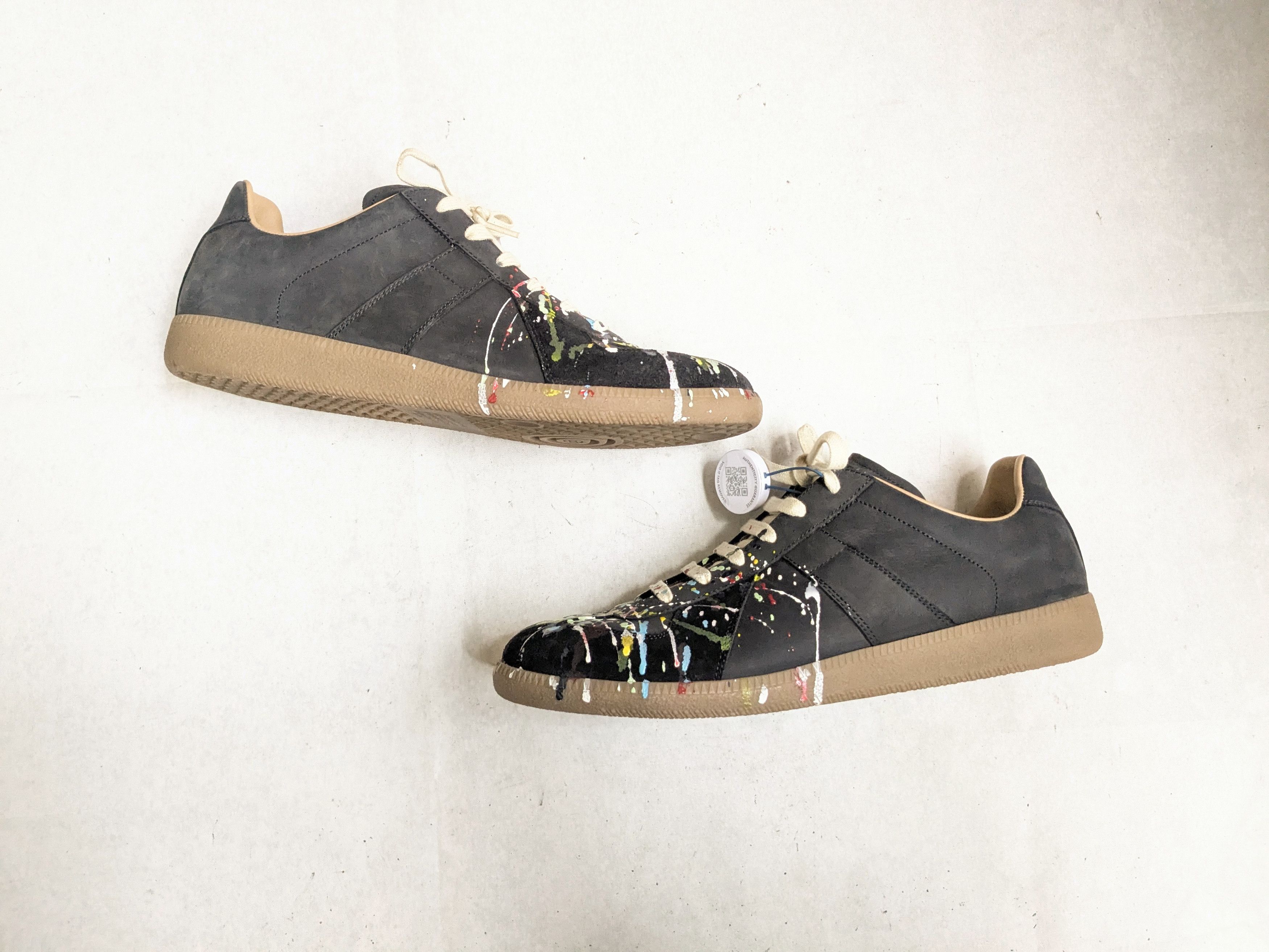 Maison Margiela Maison Margiela GAT Replica Black Paint Splatter 12 45 Low Size US 12 / EU 45 - 1 Thumbnail