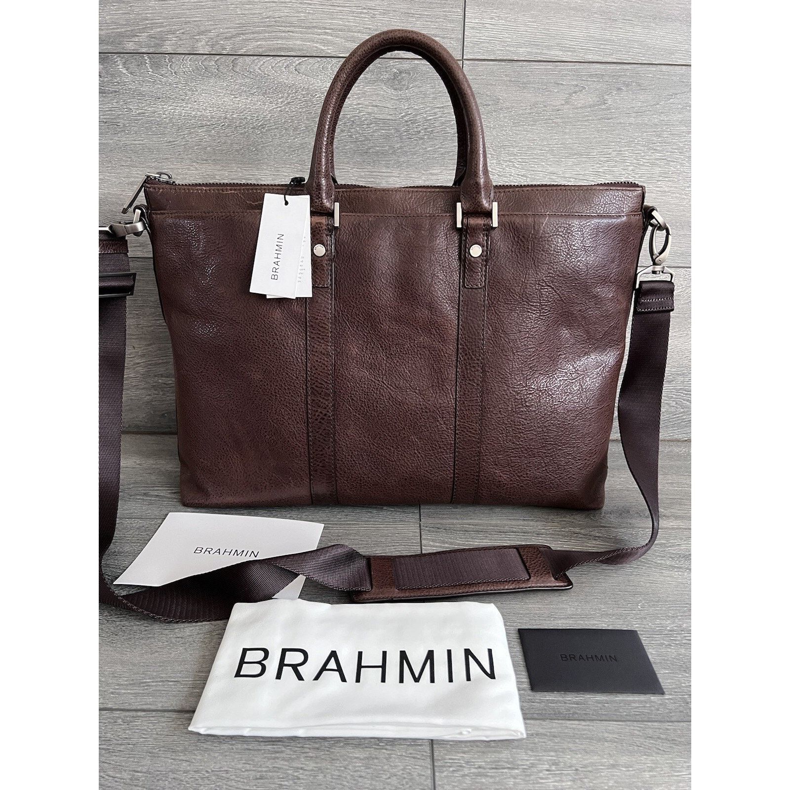 BRAHMIN Brahmin Beckett genuine leather men laptop bag B000514 Size 40 - 2 Thumbnail