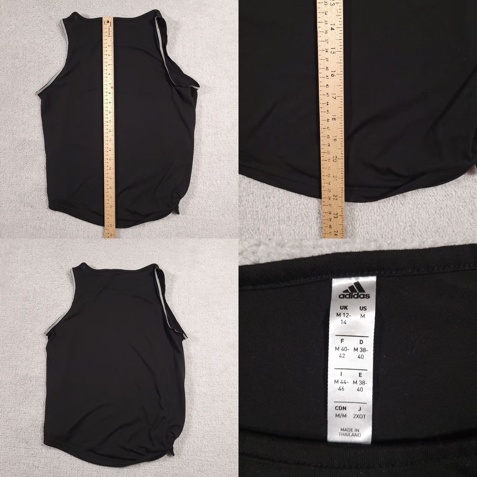Adidas VINTAGE? No — Adidas Running Tank Women Medium Black Side Tie Short Athletic Shirt Size 32" / US 10 / IT 46 - 8 Thumbnail