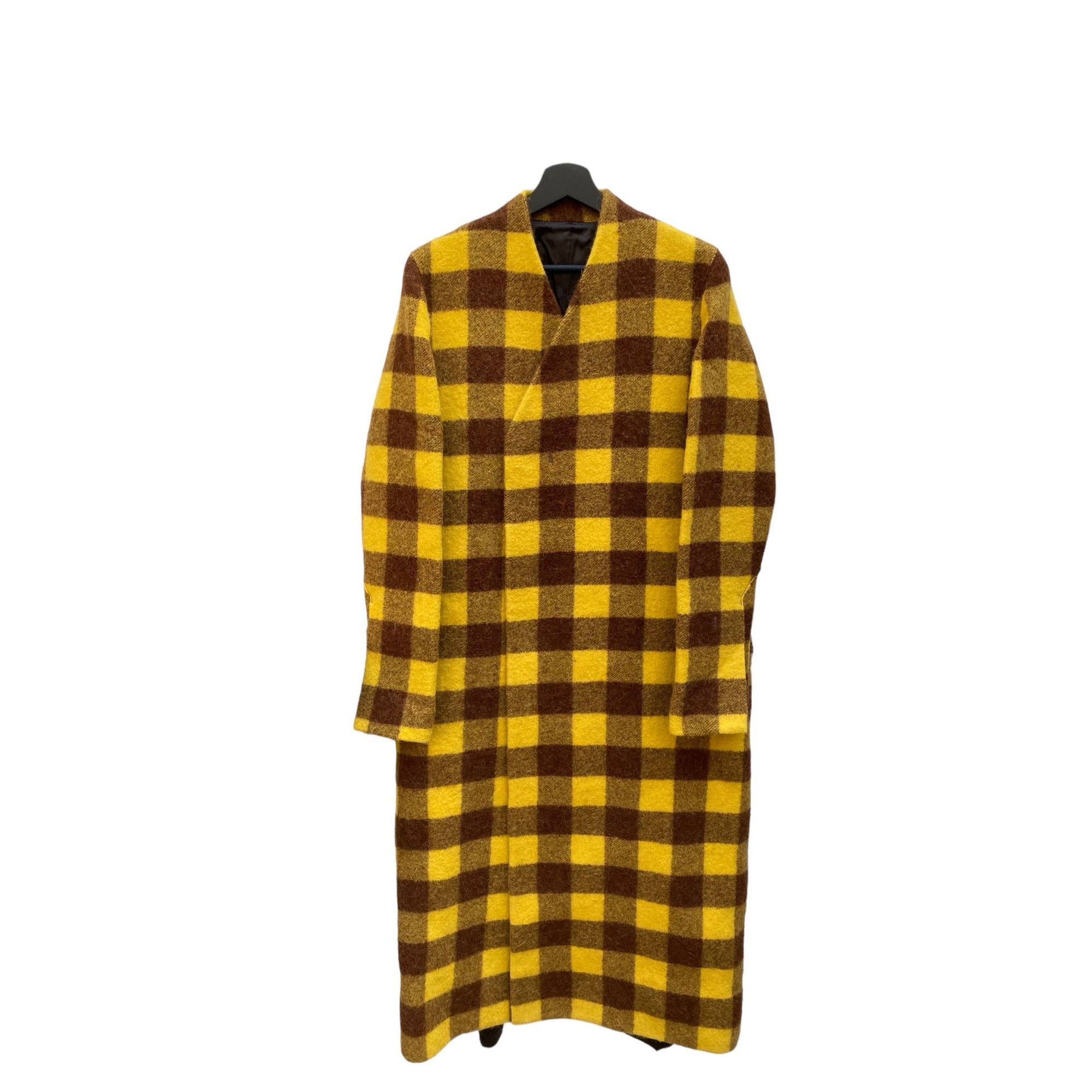 image of Rick Owens Fw 2018 Sisyphus Yellow Brown Plaid Coat, Women's (Size Medium)