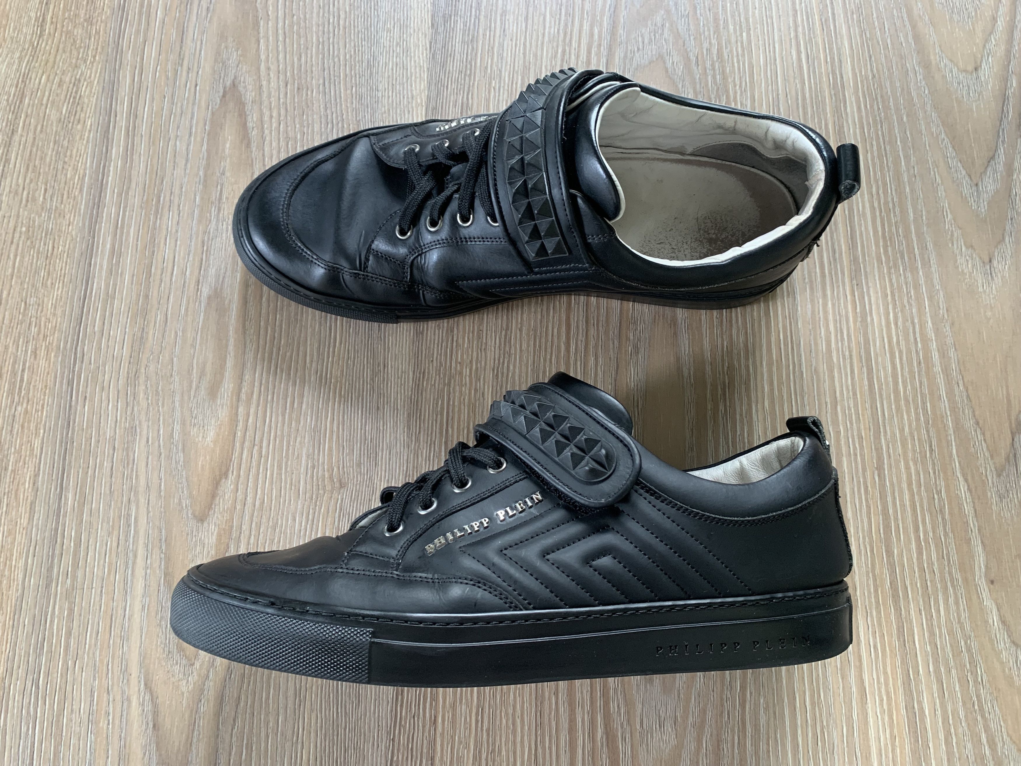 Philipp Plein Philipp Plein Mens Black Leather Low Top Sneakers Size US 11 / EU 44 - 2 Thumbnail