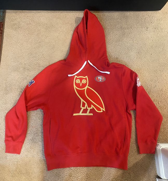 OVO x NFL San Francisco 49ers OG Owl Hoodie RedOVO x NFL San