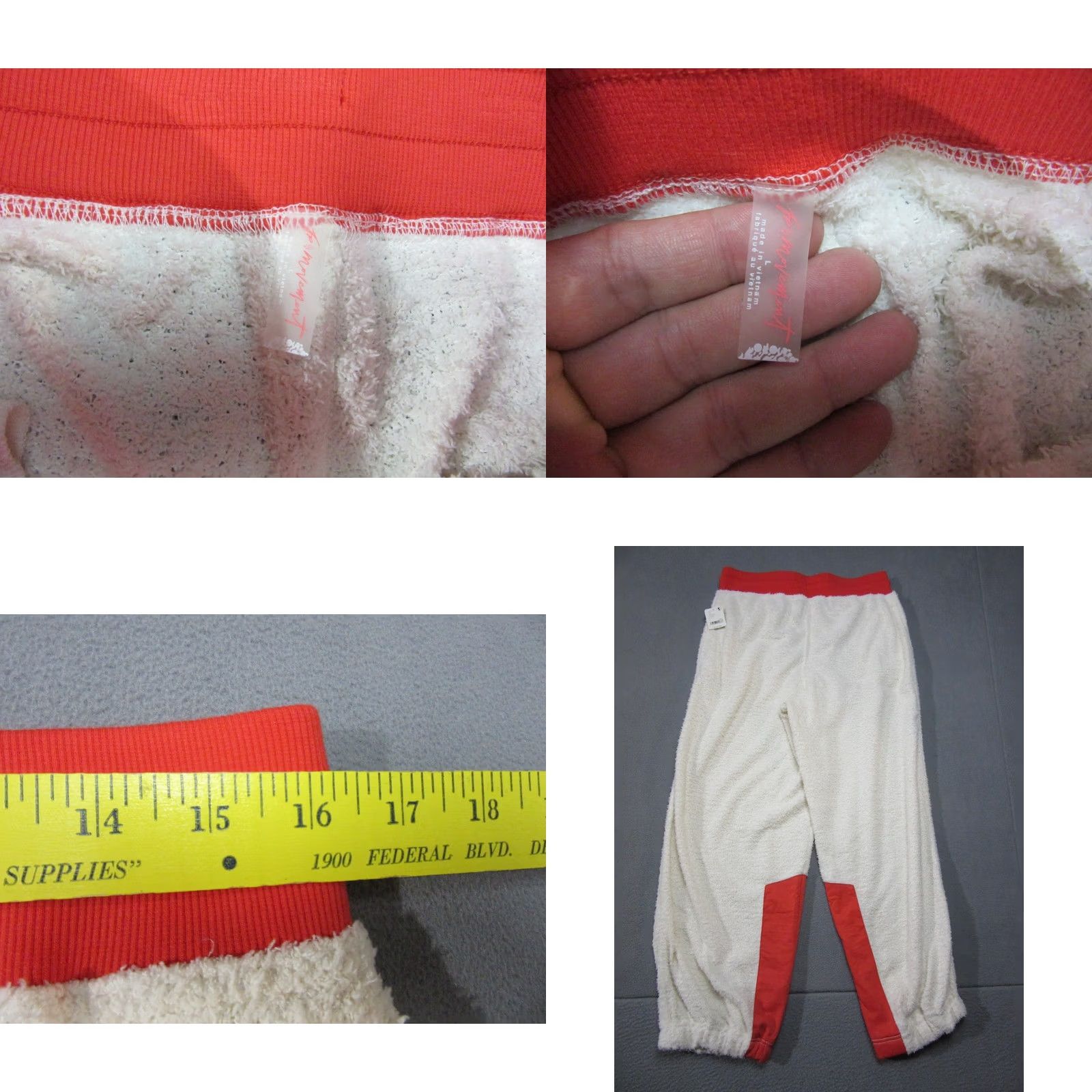 Free People Free People Movement Pants Womens Large White Red Fleece Cuddle Up Cozy Size 36" / US 14 / IT 50 - 9 Thumbnail