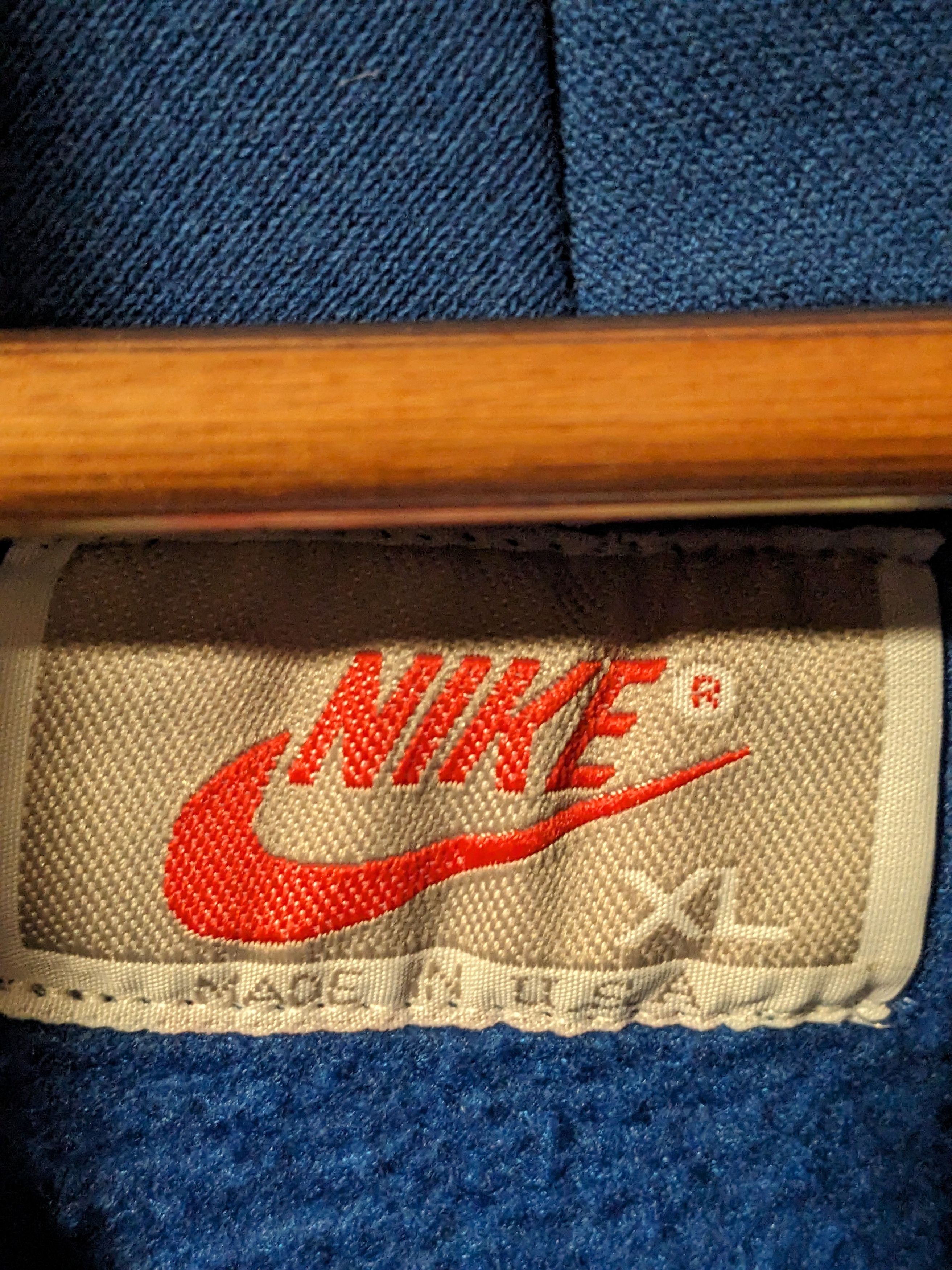 Nike × Vintage Vintage 90s Nike Logo Swoosh Blue X-Large Hoodie Size US XL / EU 56 / 4 - 3 Thumbnail