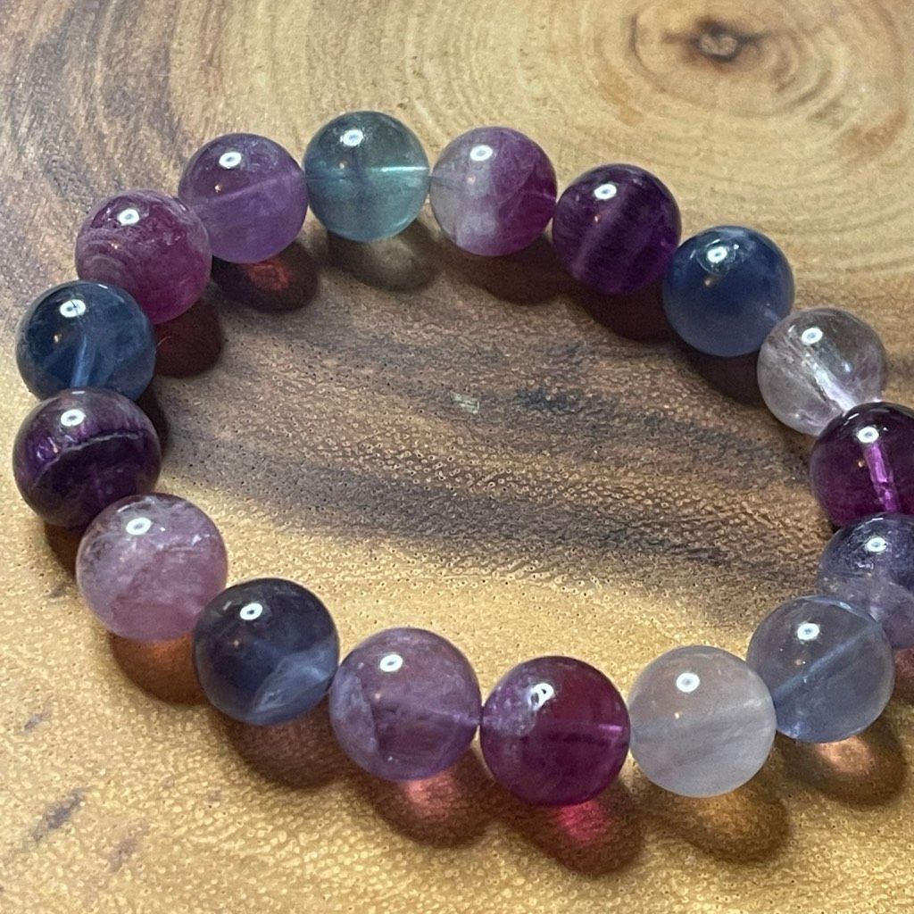 Other Fluorite bracelet striped layers rainbow colors stretch 12mm Size ONE SIZE - 5 Thumbnail