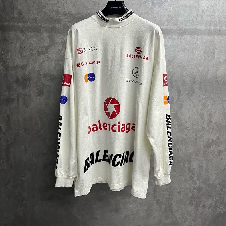 Balenciaga Balenciaga White Letter Printed Plain Knitted Long Sleeve-2 Size US XL / EU 56 / 4 - 1 Thumbnail