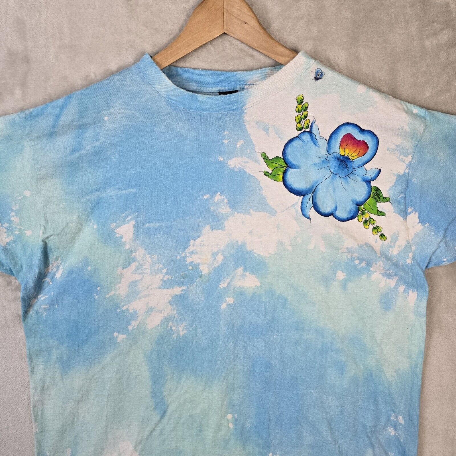 Anvil Vintage 80s Tie Dye Shirt Hibiscus Flower XL Single Stitch Size US XL / EU 56 / 4 - 3 Thumbnail
