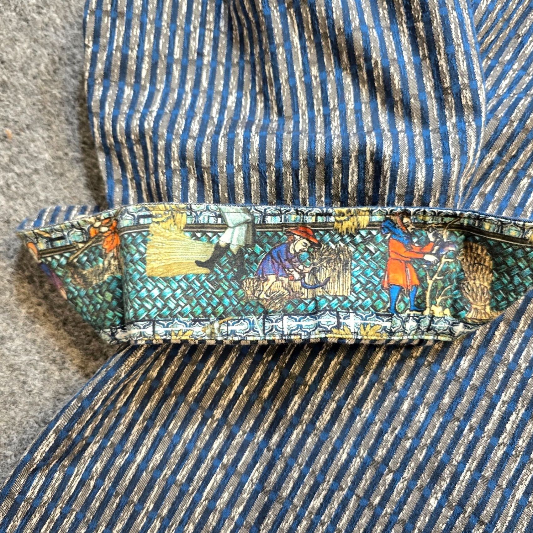 Robert Graham Robert Graham Shirt Mens 4XL Blue Stripe Flip Cuff Grim Reaper Art Classic Shirt Size US XXL / EU 58 / 5 - 5 Thumbnail