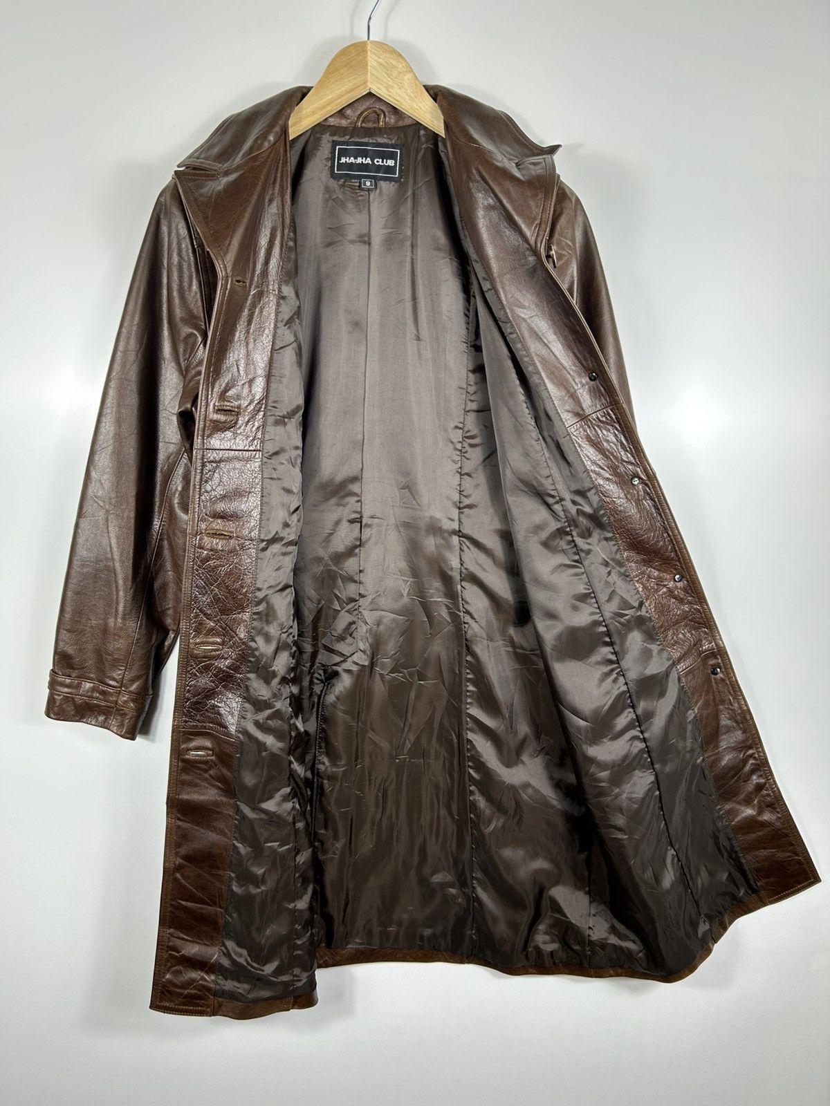Japanese Brand × Vintage ⚡️Vintage Jha-Jha Club Button Leather Long Coat Jacket Size S / US 4 / IT 40 - 8 Thumbnail