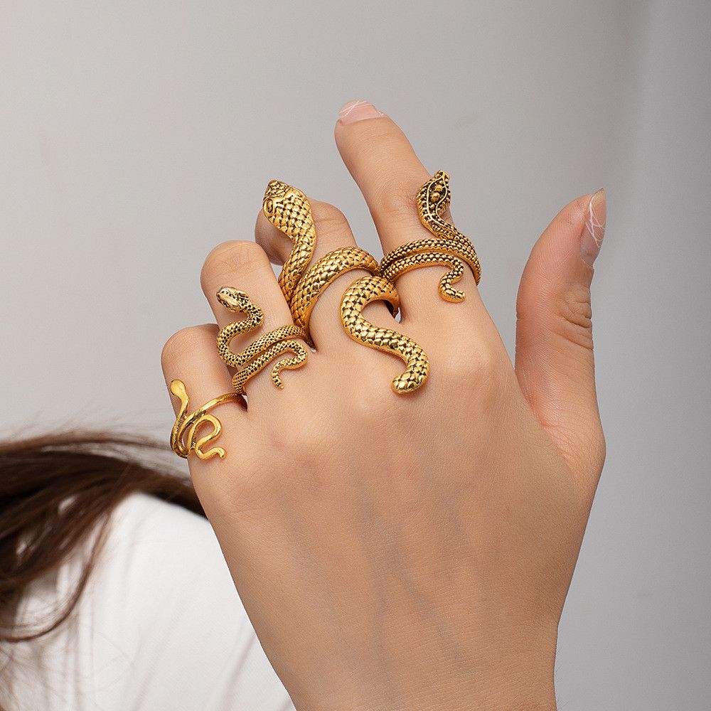 Jewelry Snake Hip-hop Jewelry Rings Open Chrome Ring (Size 7-13) Size ONE SIZE - 2 Thumbnail